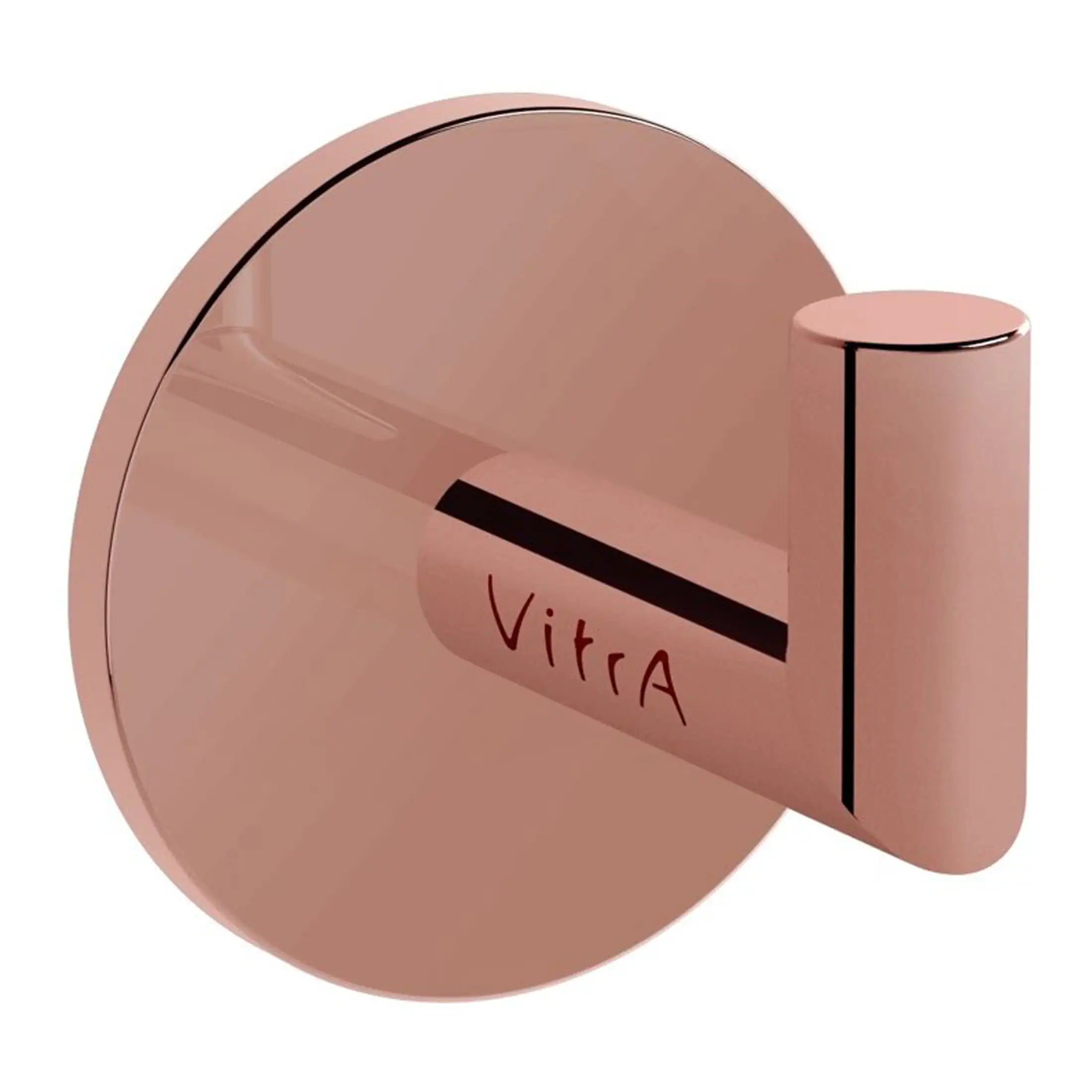 Sleek rose gold bathroom lock with black accents, modern design, and the brand name Vitra; ideal for stylish and secure bathroom doors.