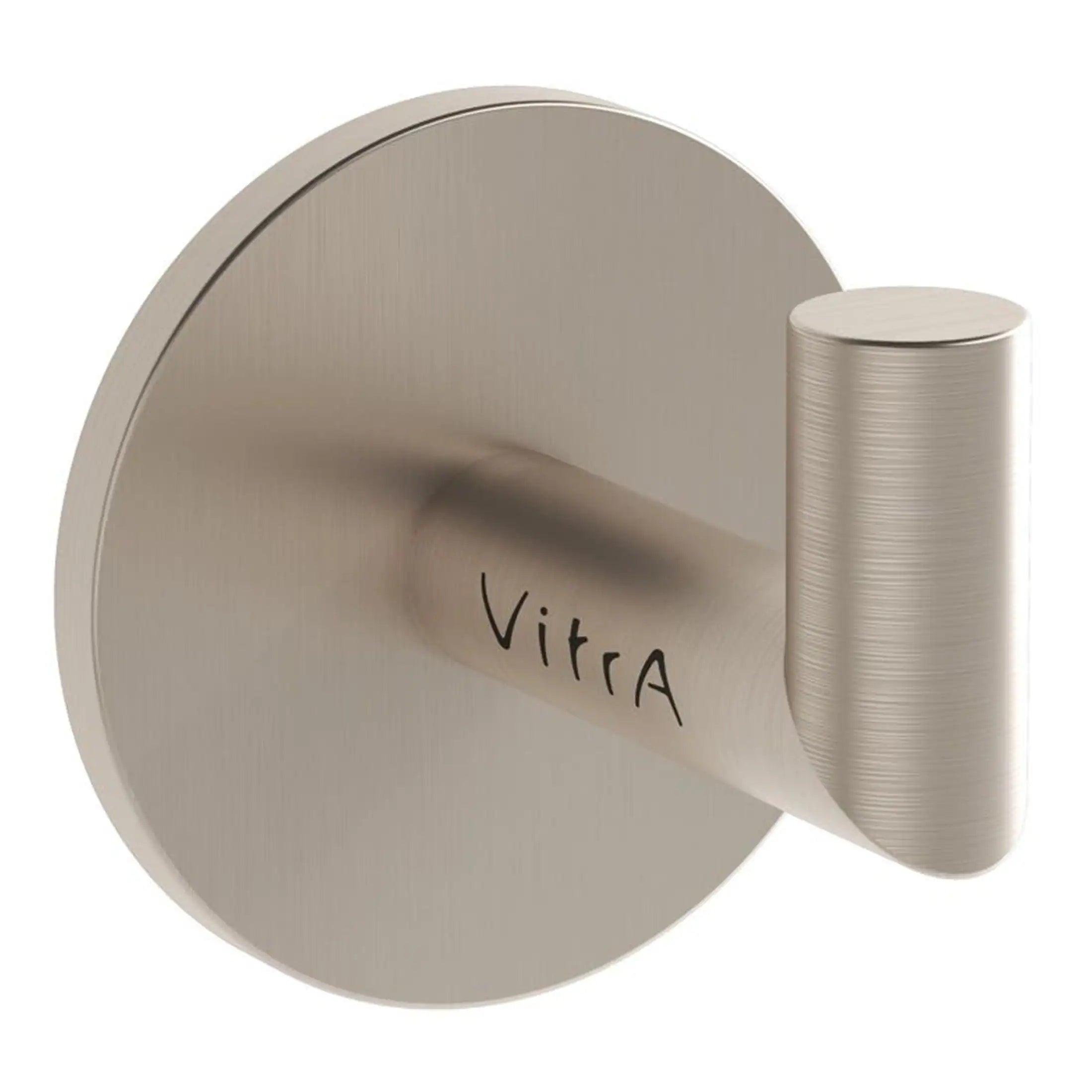 Sleek Vitra brass bathroom door handle with a brushed nickel finish, featuring modern minimalistic design for contemporary bathrooms.