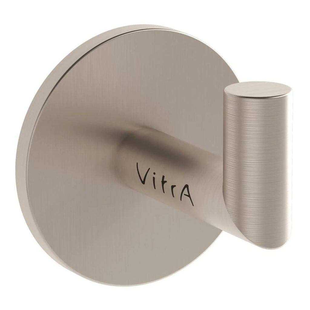 Sleek Vitra brass bathroom door handle with a brushed nickel finish, featuring modern minimalistic design for contemporary bathrooms.