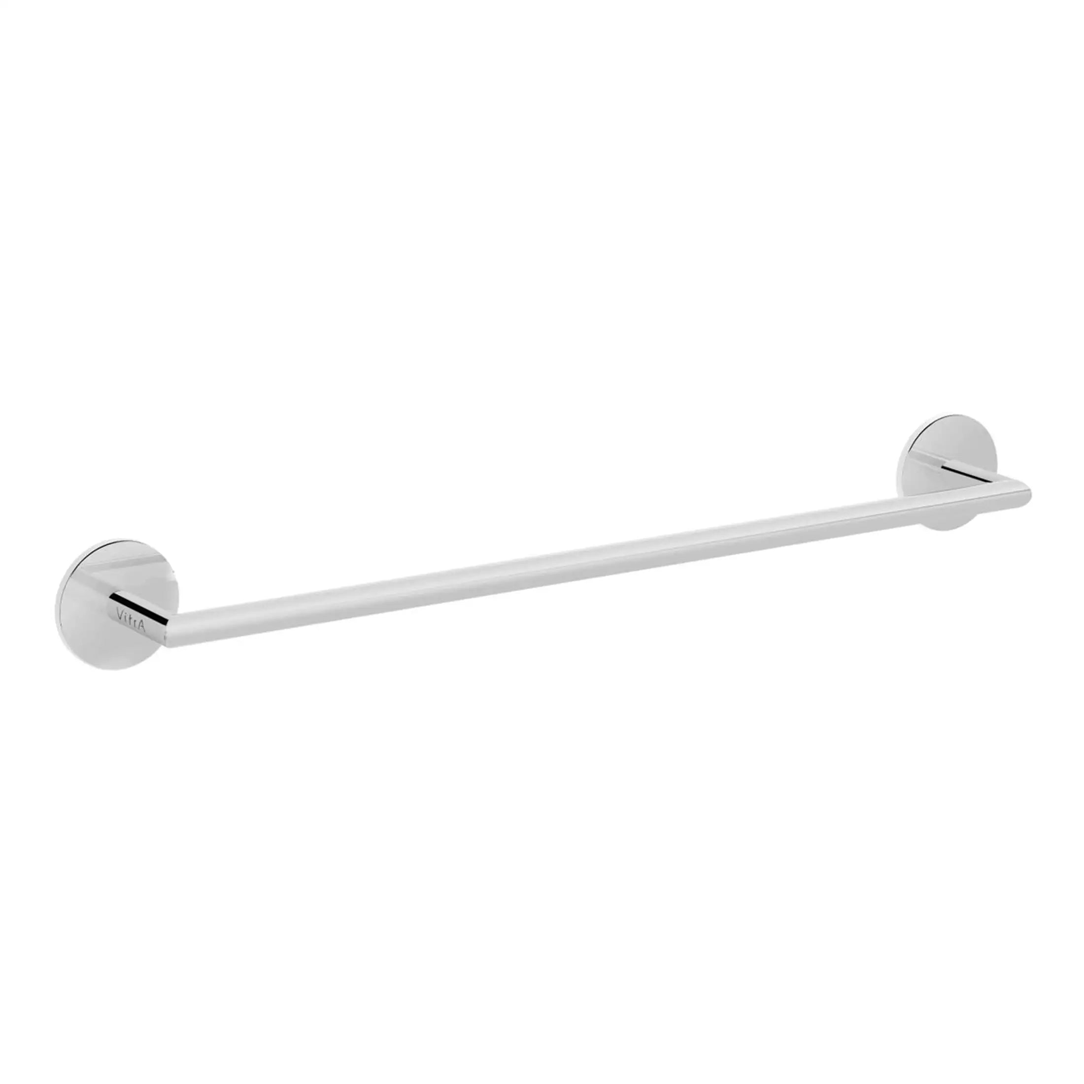 Sleek white bathroom towel rail with chrome finish, ideal for modern bathrooms, providing convenient towel storage and stylish design. Perfect for bathroom essentials and contemporary aesthetics.