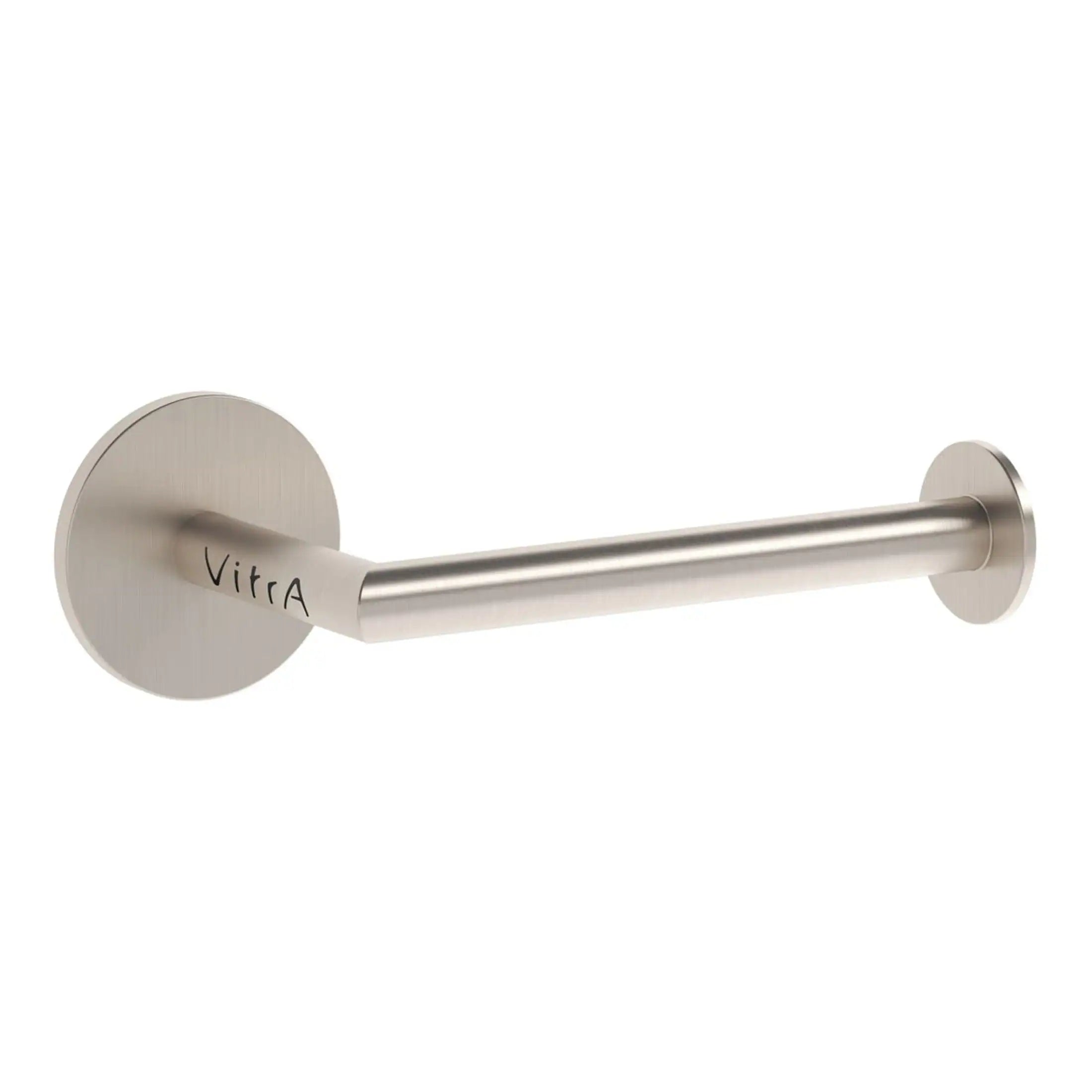 Modern stainless steel toilet paper holder for bathrooms, branded VitrA, with sleek round mounts and a durable, minimalist design—perfect for contemporary bathroom decor.