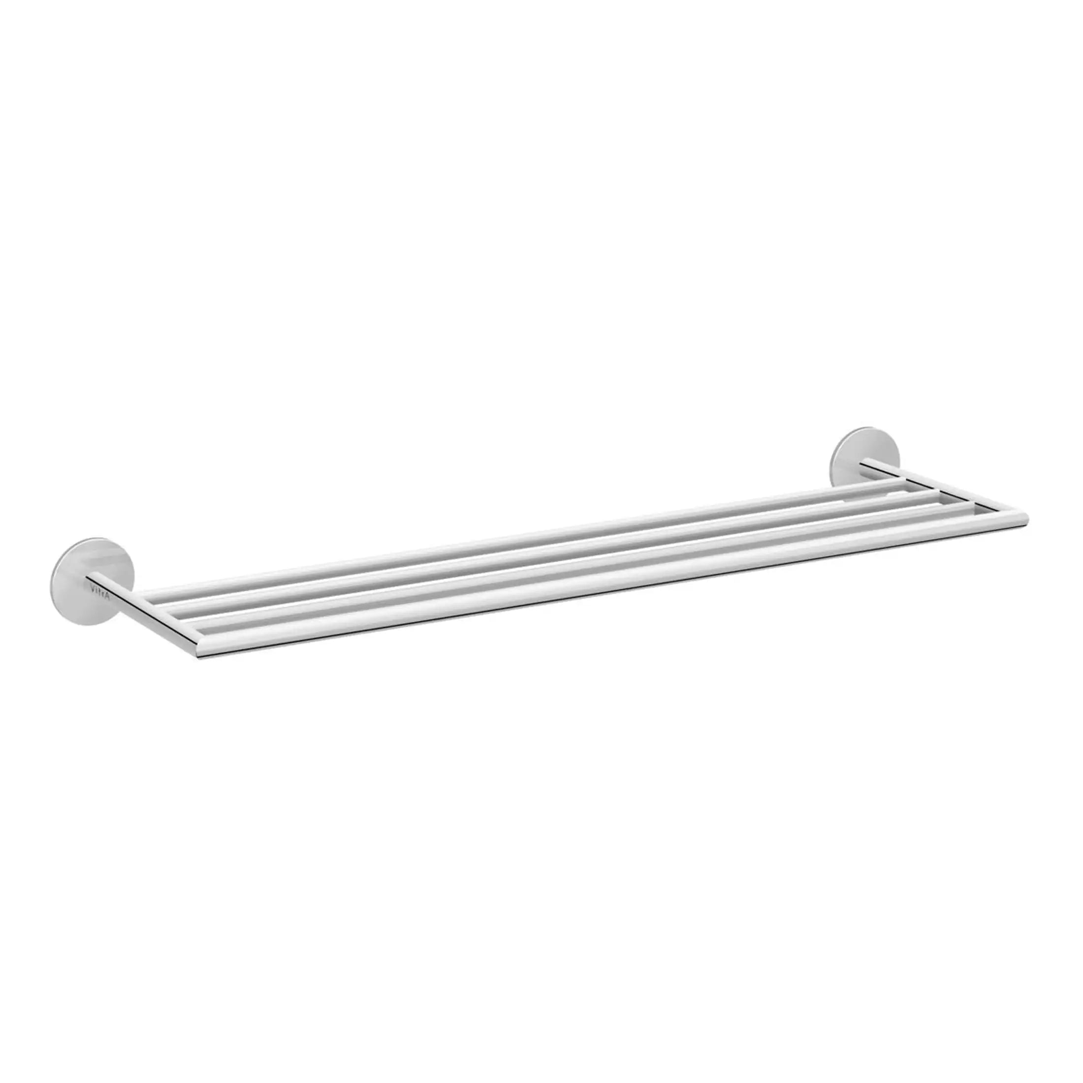 Polished chrome bathroom towel rail, modern heated towel rack for bathroom heating and drying, wall-mounted design for convenient bathtub or shower room use.