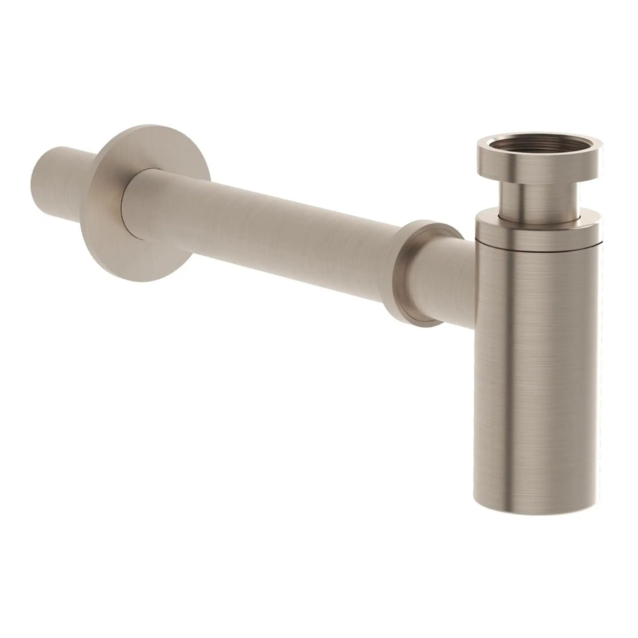 Brushed nickel bathroom sink pipe, modern plumbing component for stylish and functional bathroom installation. Durable and corrosion-resistant material, ideal for contemporary bathroom design.
