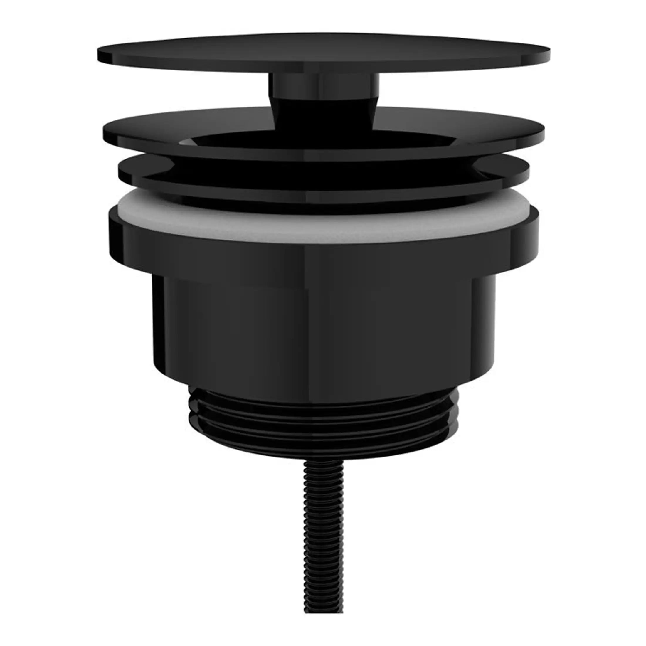 Black bathroom drain cover with multiple circular layers, designed for modern bathroom drainage systems. Durable, sleek, and easy to install, perfect for stylish bath and shower areas.