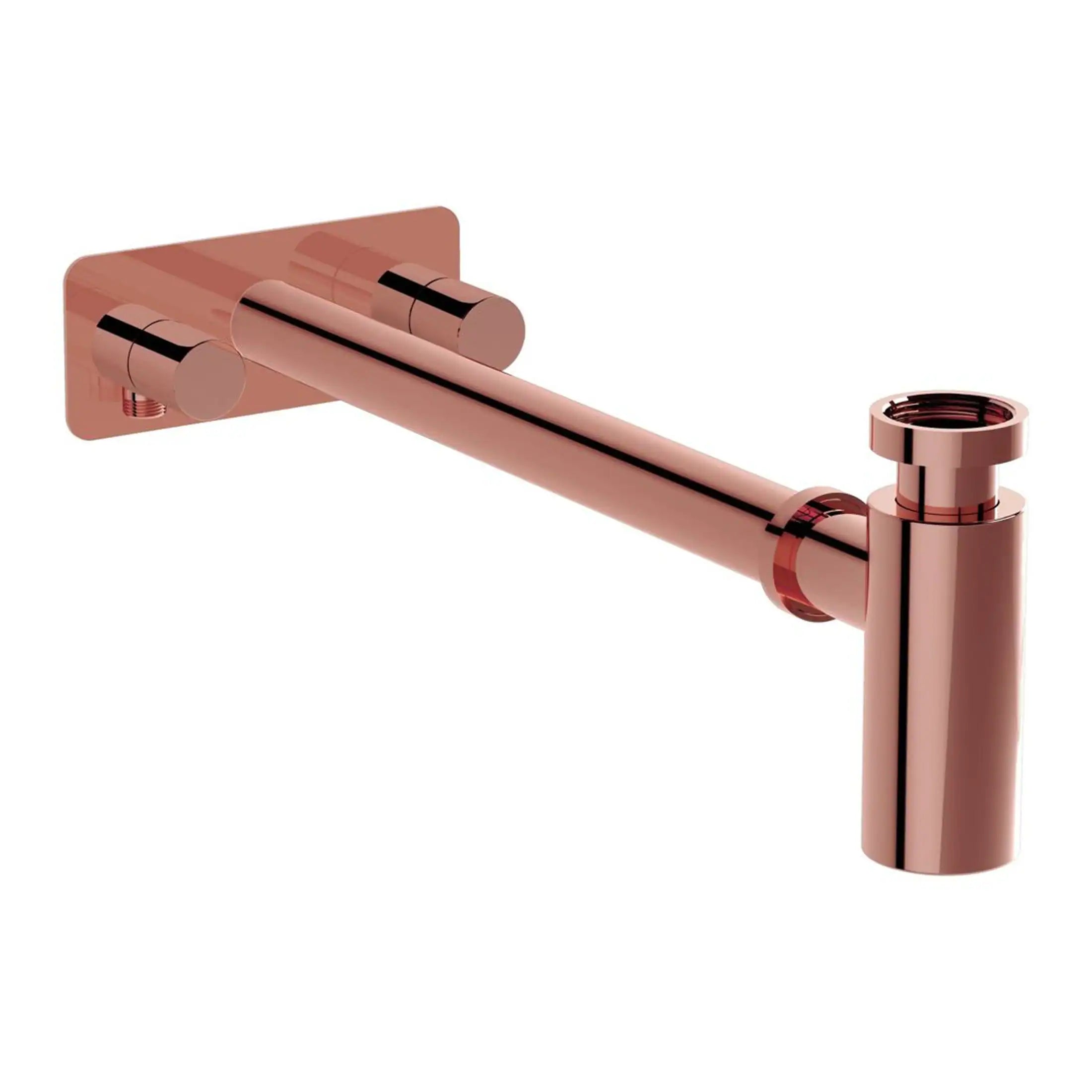 Polished rose gold bathroom basin waste pipe with sleek modern design, perfect for stylish bathroom fixtures and high-end interiors. Durable and easy to install.