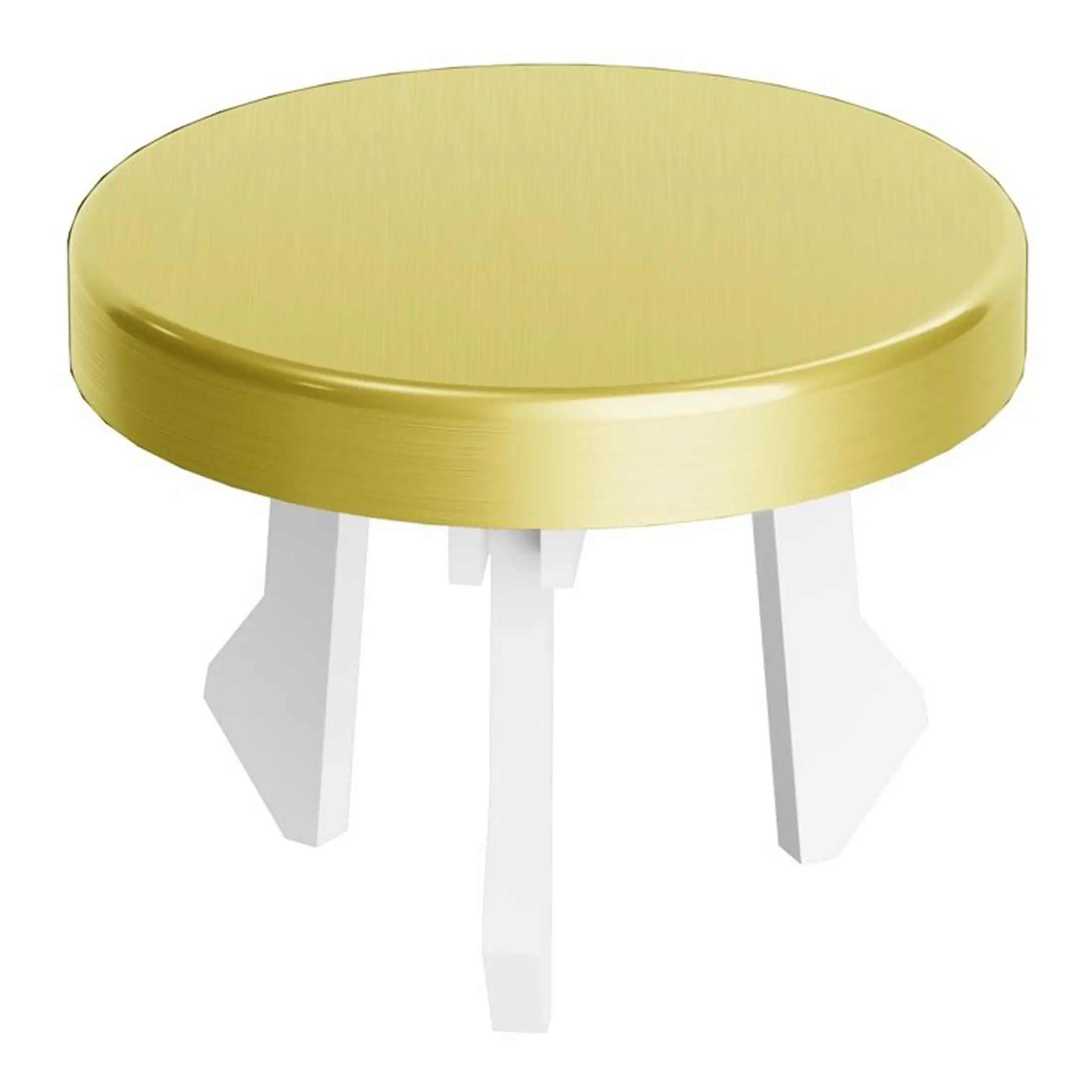 Round modern bathroom stool with yellow top and white wooden legs, ideal for bathroom or dressing room decor.