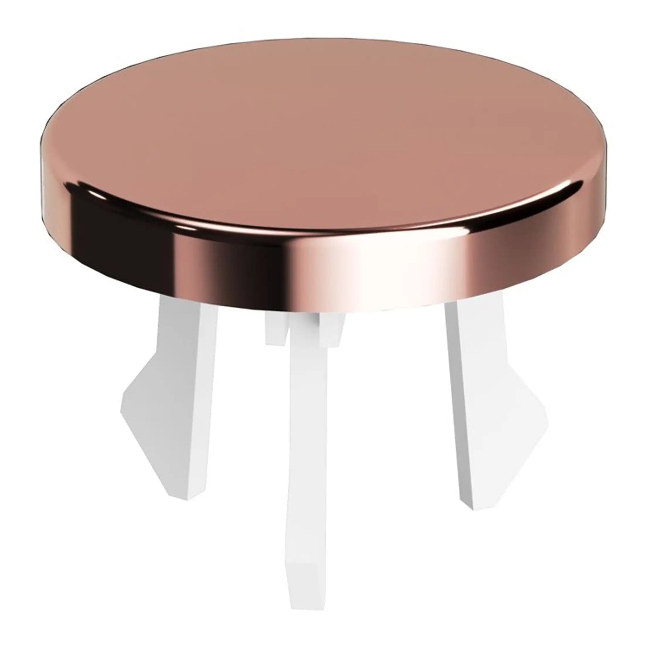 Sleek rose gold and white modern bathroom stool with tripod legs, ideal for contemporary bathroom decor and seating solutions.