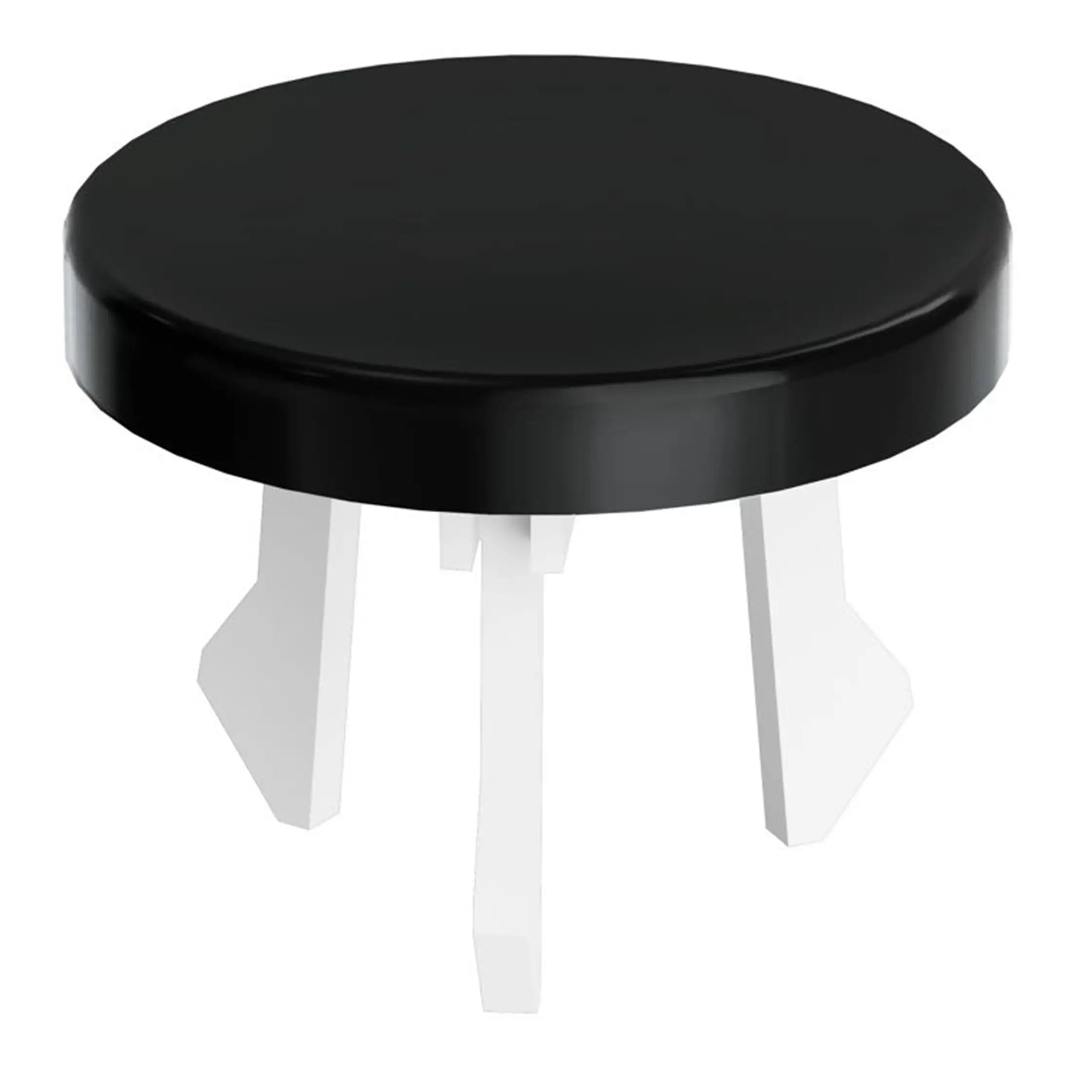 Contemporary black bathroom stool with white wooden legs, ideal for modern bathroom decor and seating solutions. Durable and stylish, perfect for enhancing bathroom aesthetics.