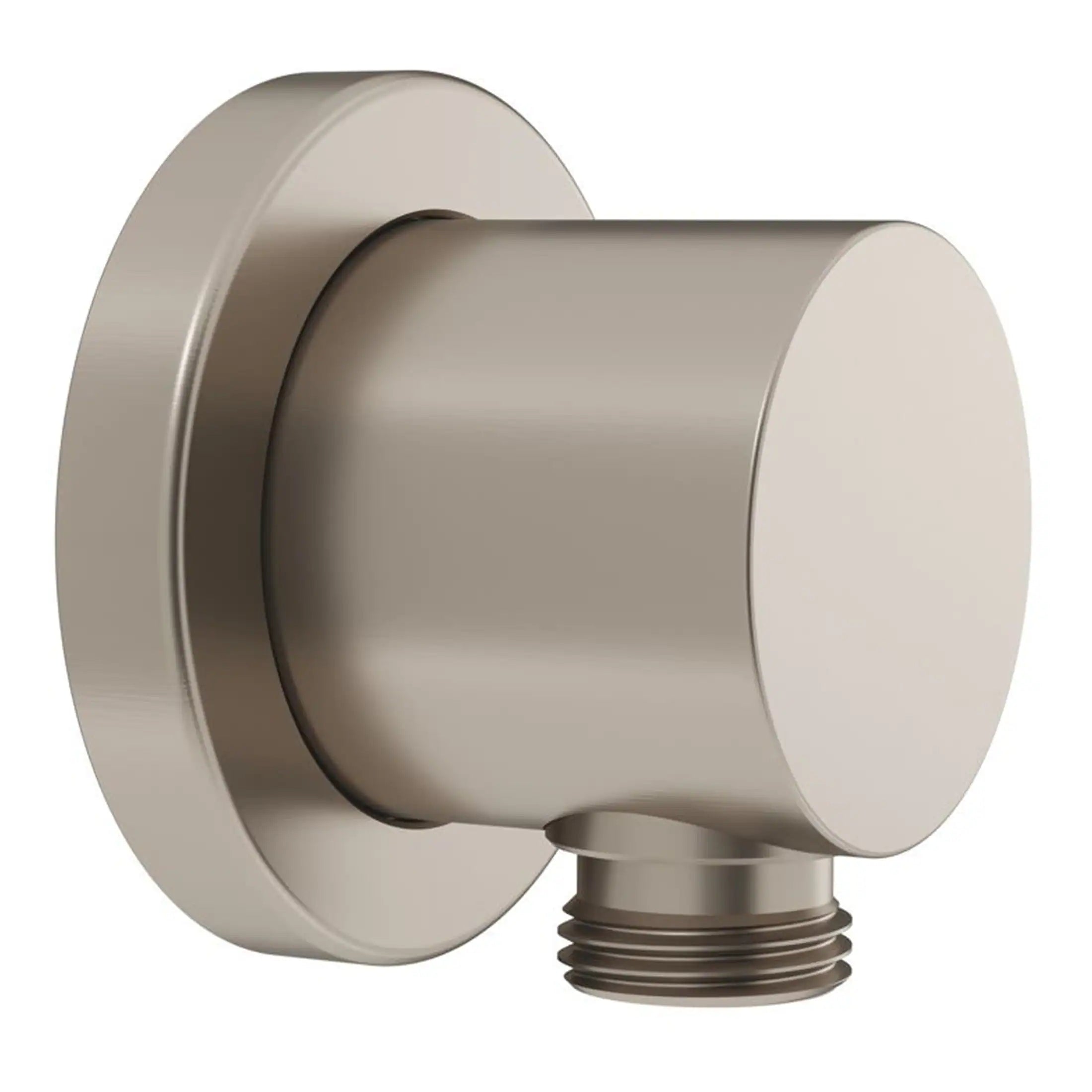 Modern chrome shower arm bracket with wall mount for bathroom plumbing fixtures.