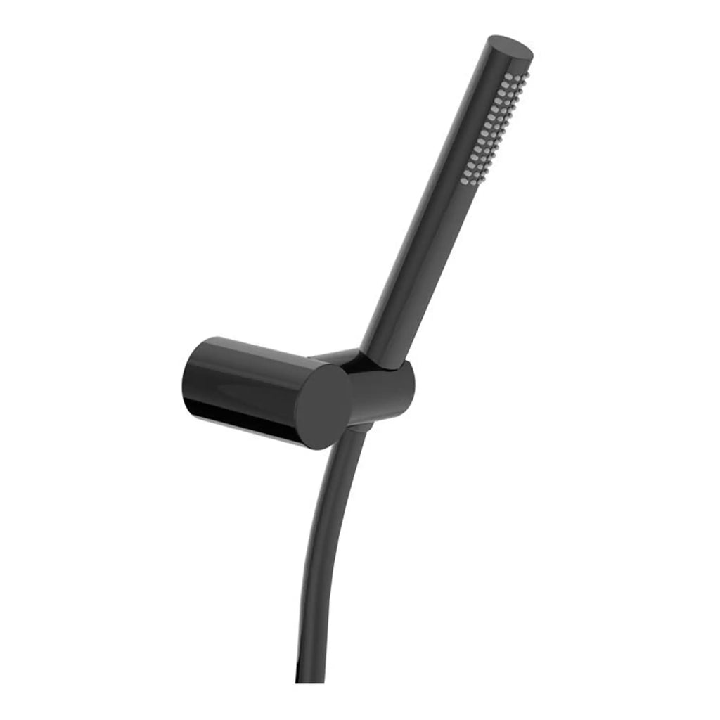 Flexible black shower head with adjustable handheld design for modern bathroom bathrooms.