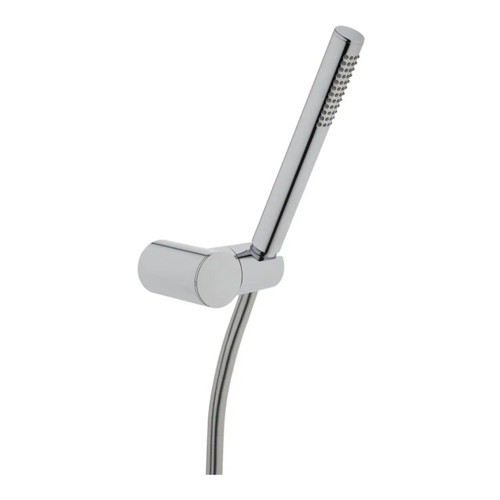 Modern chrome handheld bidet shower head with adjustable spray angle for bathroom hygiene.