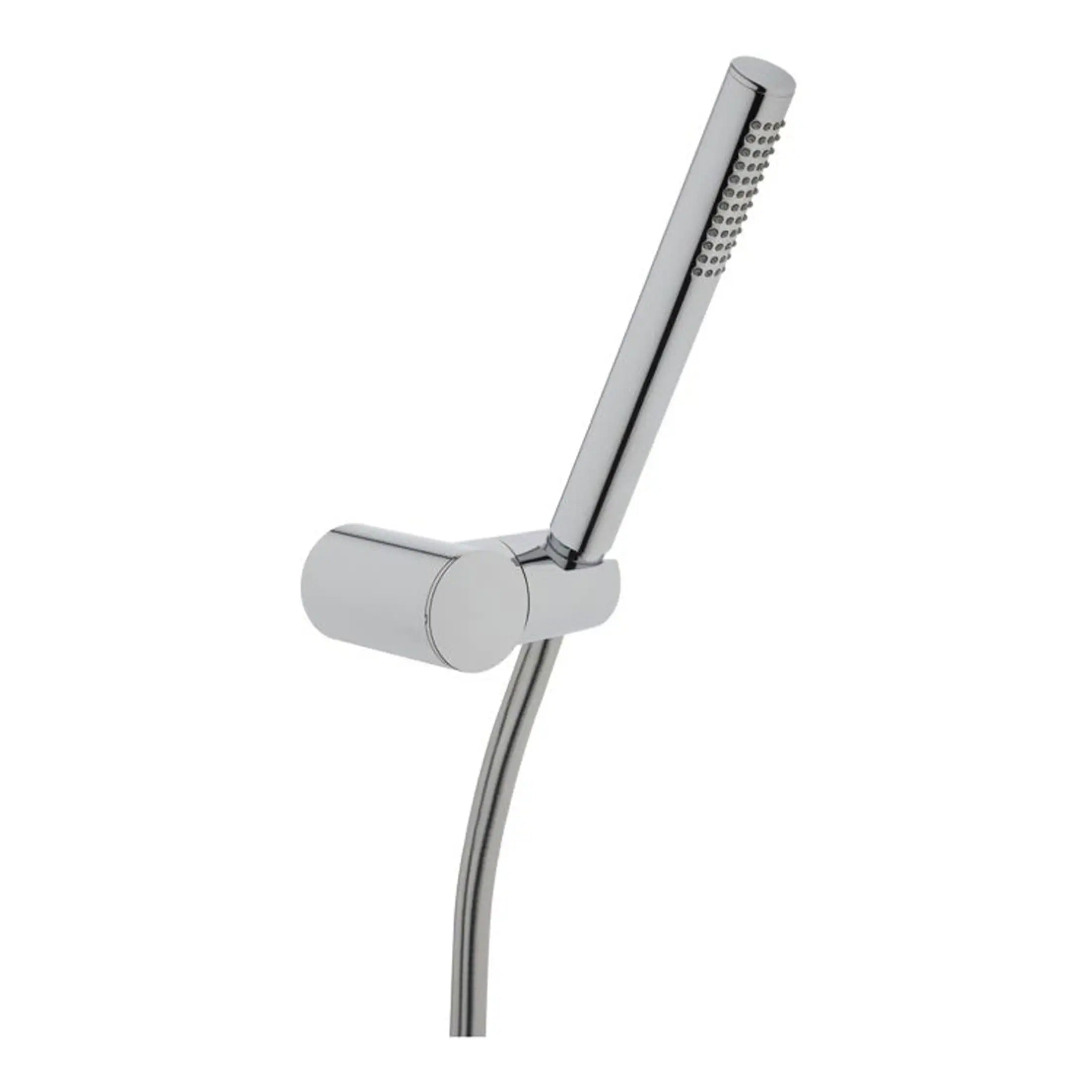 Modern chrome handheld bidet shower head with adjustable spray angle for bathroom hygiene.