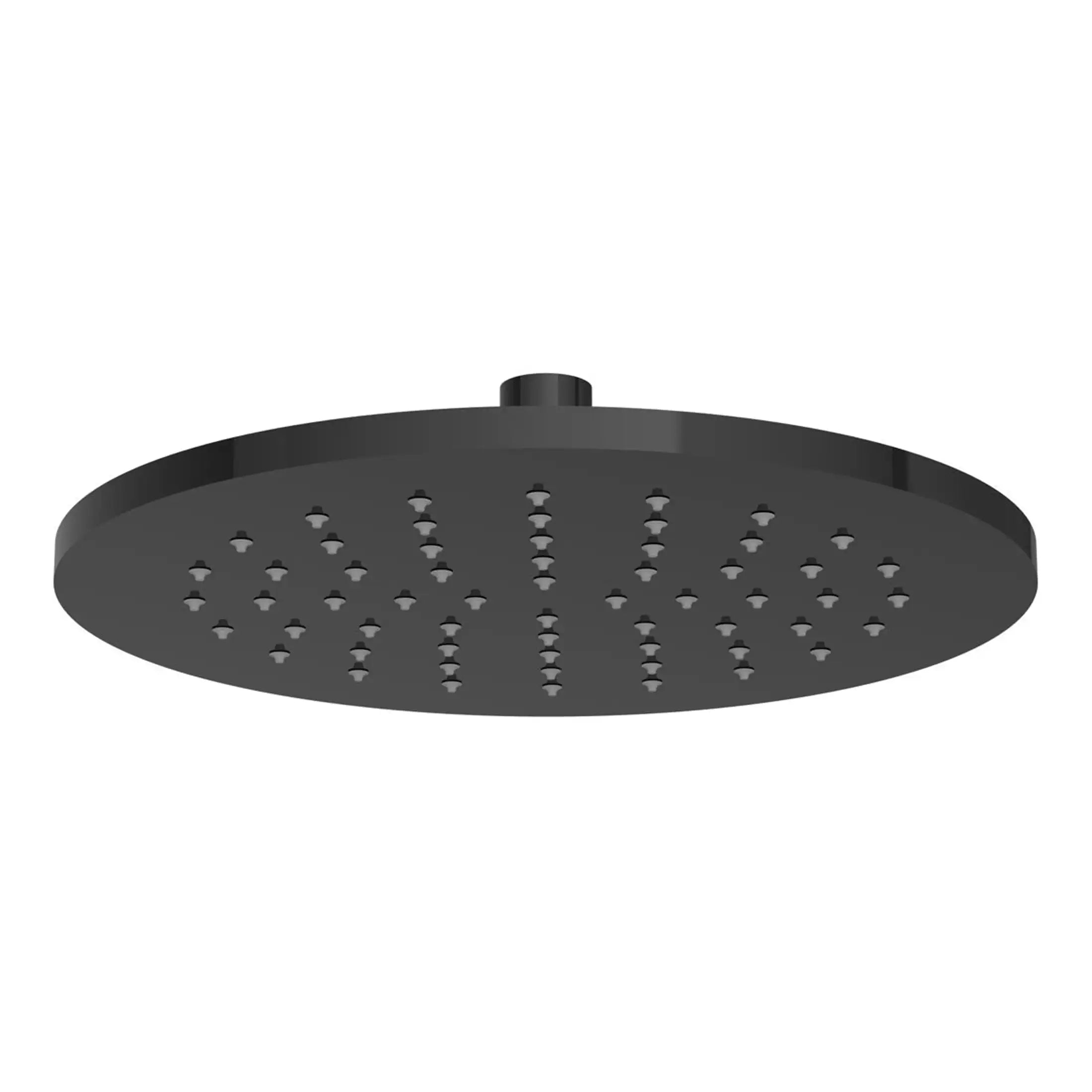 Brass black rain shower head with multiple spray nozzles for luxurious bathroom shower experience. Modern bathroom fixtures, black matte finish, by Bubly Bathrooms UK.