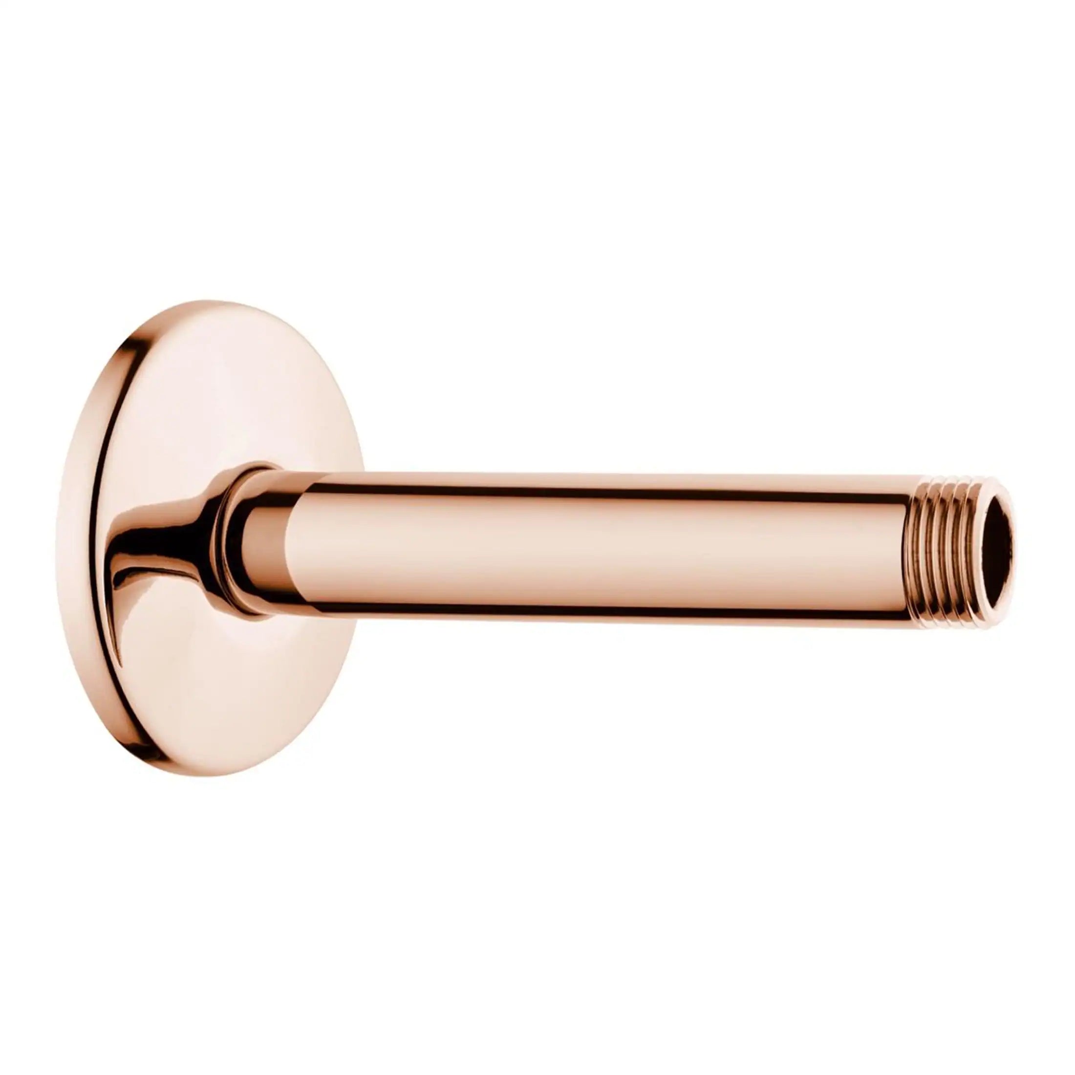 Polished rose gold bathroom toilet paper holder with a sleek modern design, perfect for stylish bathroom decor. Durable metal construction with easy wall mounting for convenience.