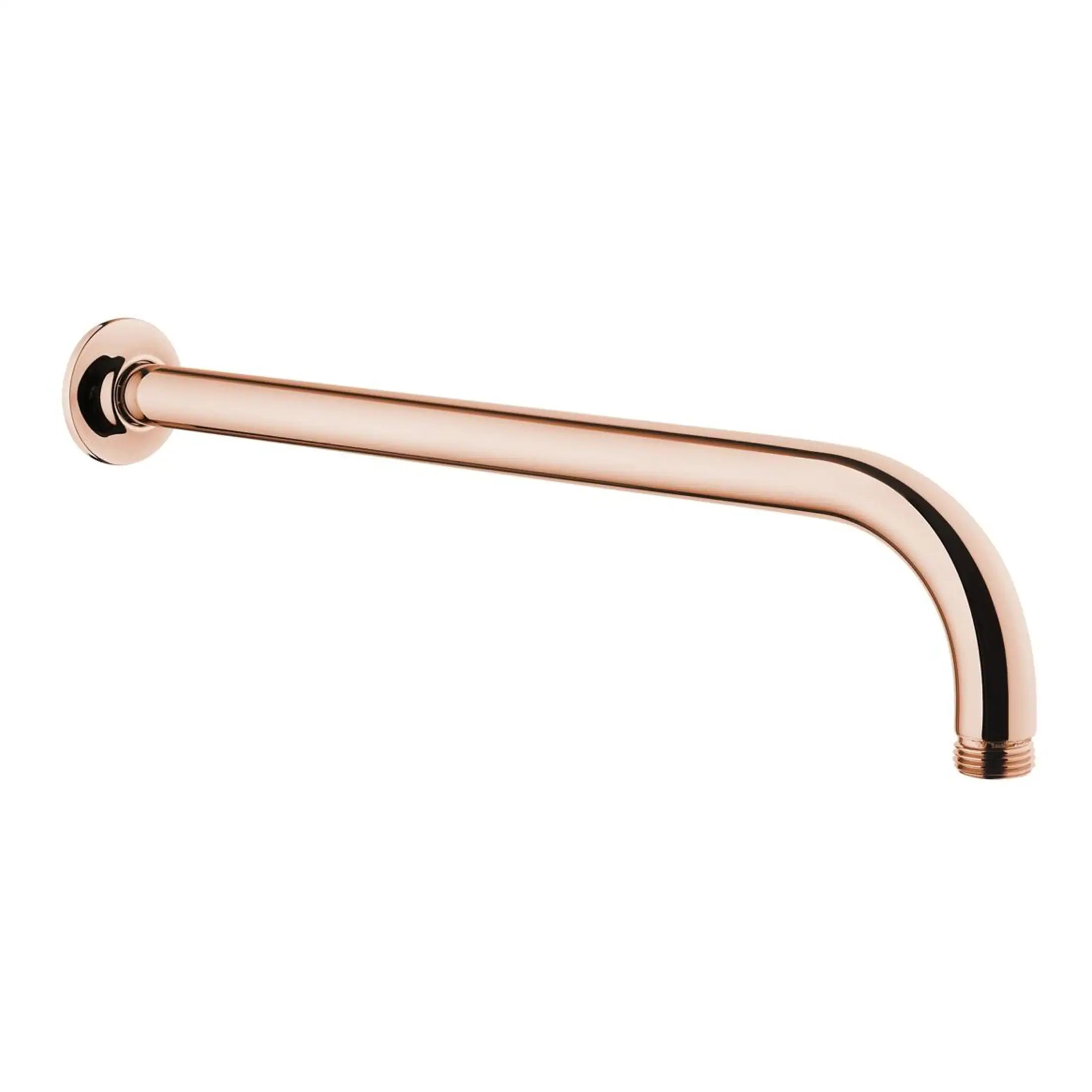 Sleek rose gold bathroom tap with a modern curved spout, perfect for contemporary bathroom designs and stylish water fixtures.