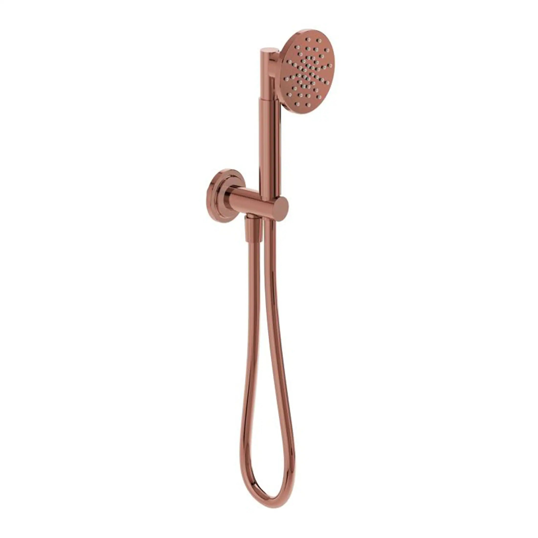 Shower head with a sleek rose gold finish and handheld design, ideal for modern bathroom renovations and luxury shower experiences.