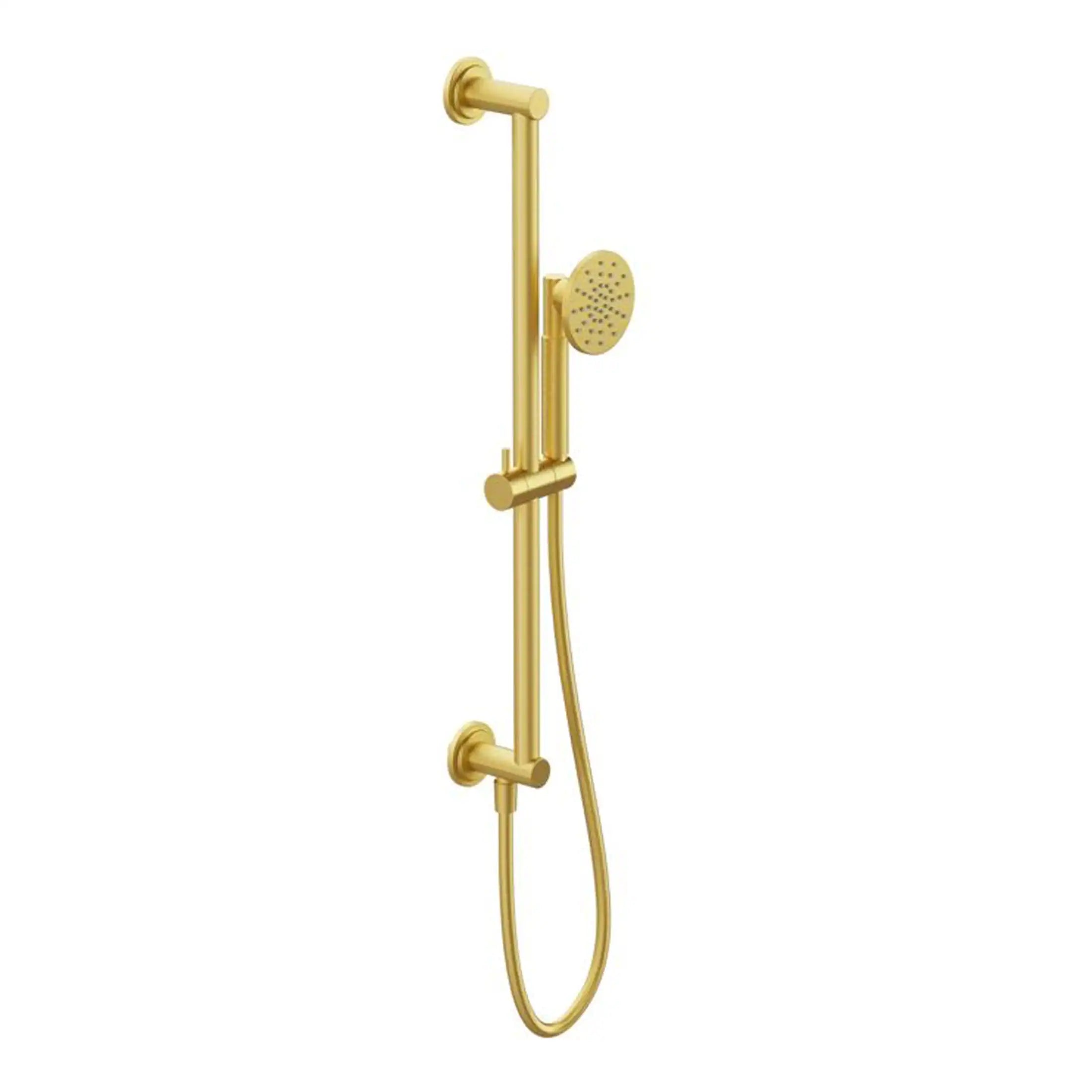 Luxurious gold shower head and rail set for modern bathrooms, combining style and functionality in bathroom plumbing and shower fittings.
