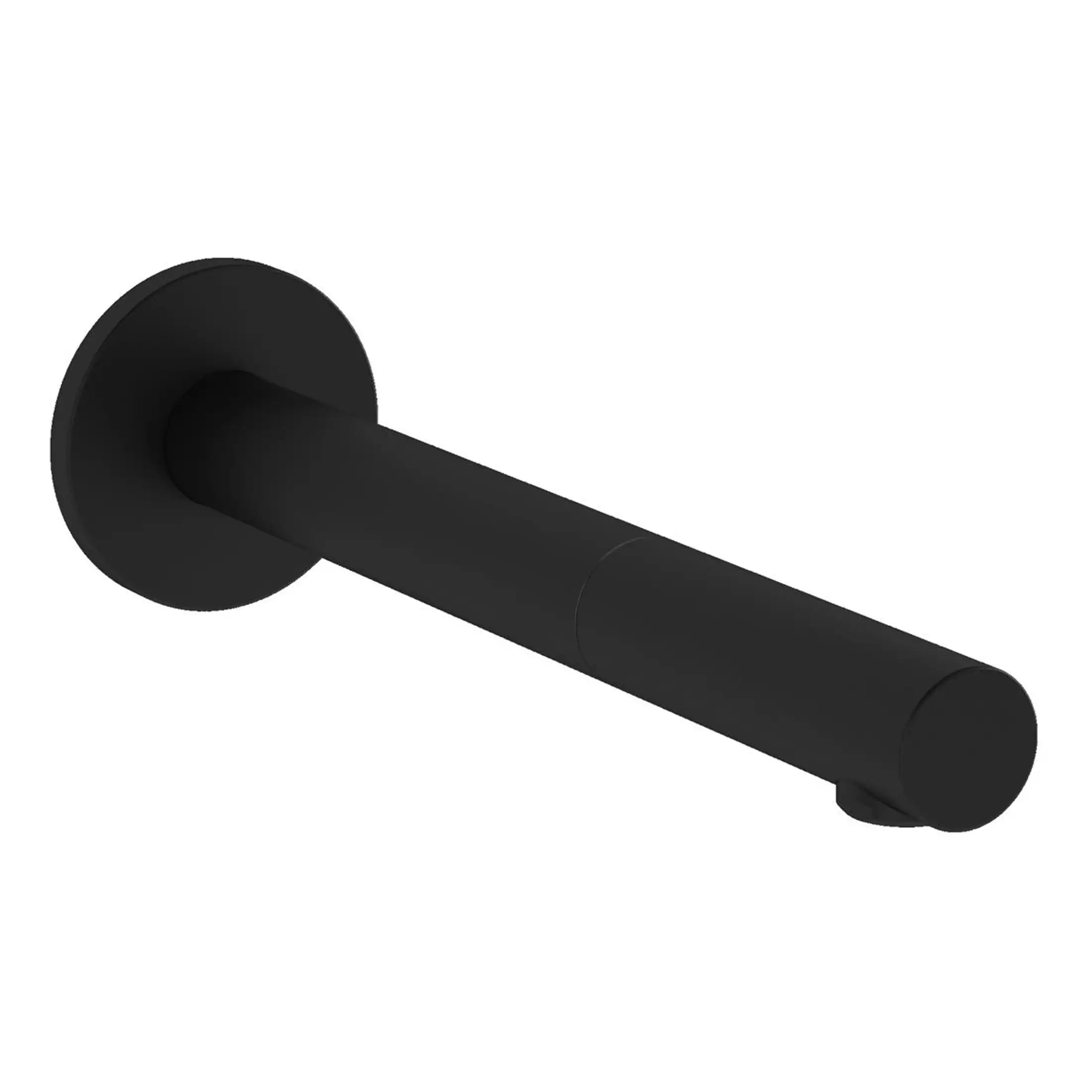 Sleek black toilet paper holder with a modern cylindrical design, ideal for contemporary bathroom decor and easy to install. Perfect for bathroom accessories and essential bathroom fittings.