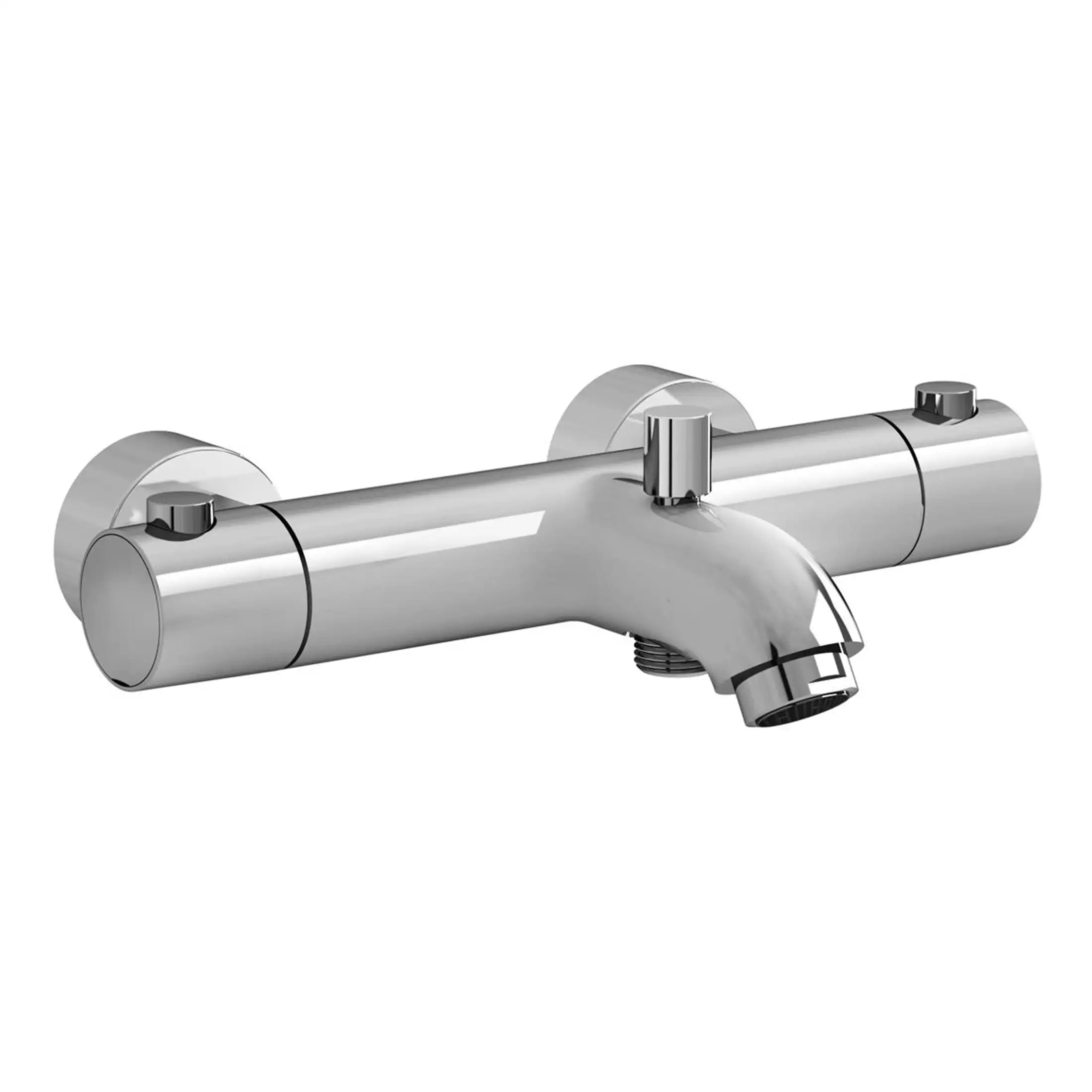 Brushed chrome bathroom mixer tap for bathtub or shower, modern fixture, sleek design, durable construction, ideal for contemporary bathroom renovations.