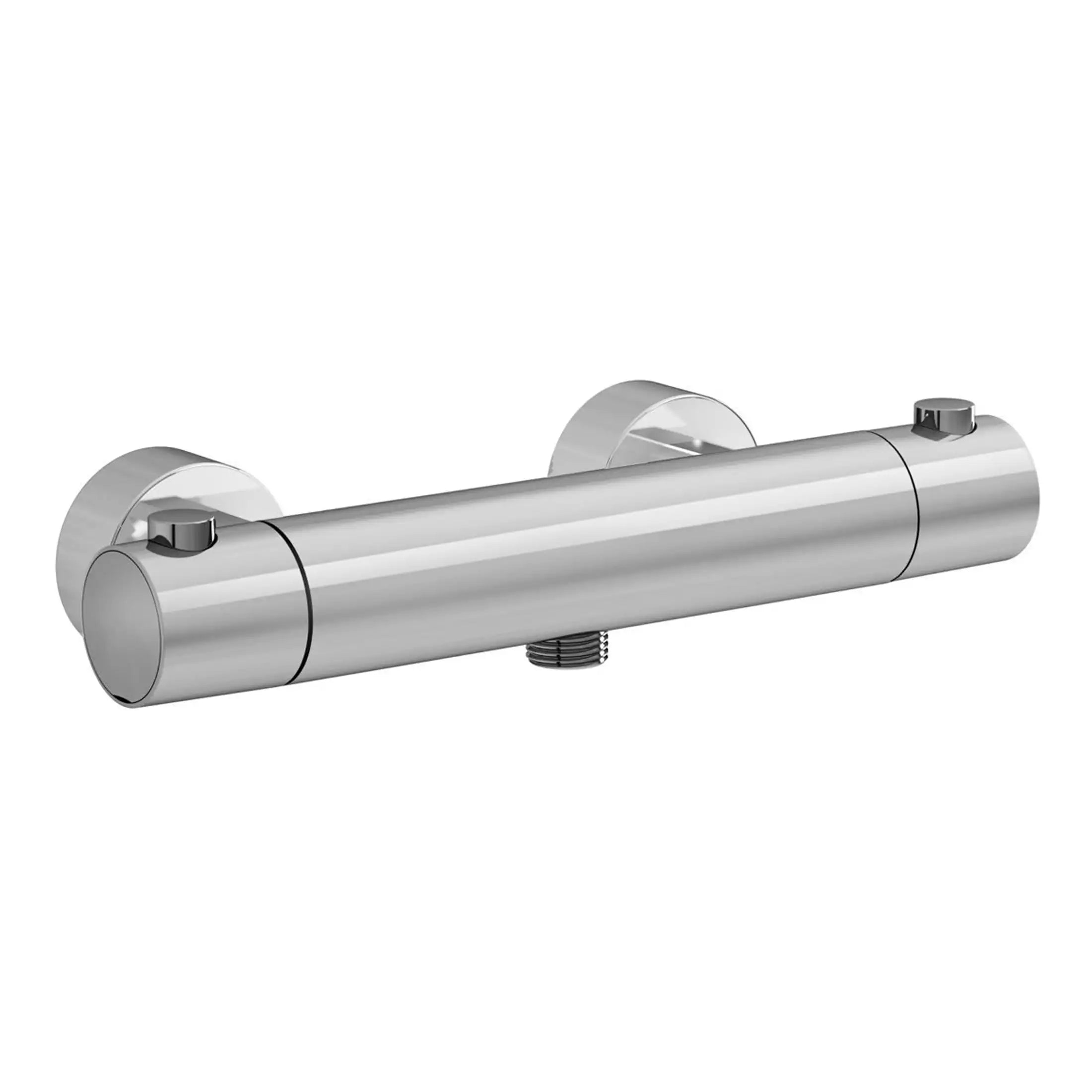 Polished chrome shower valve for modern bathroom installations, easy to control water flow and temperature, durable and sleek design by Bubly Bathrooms.