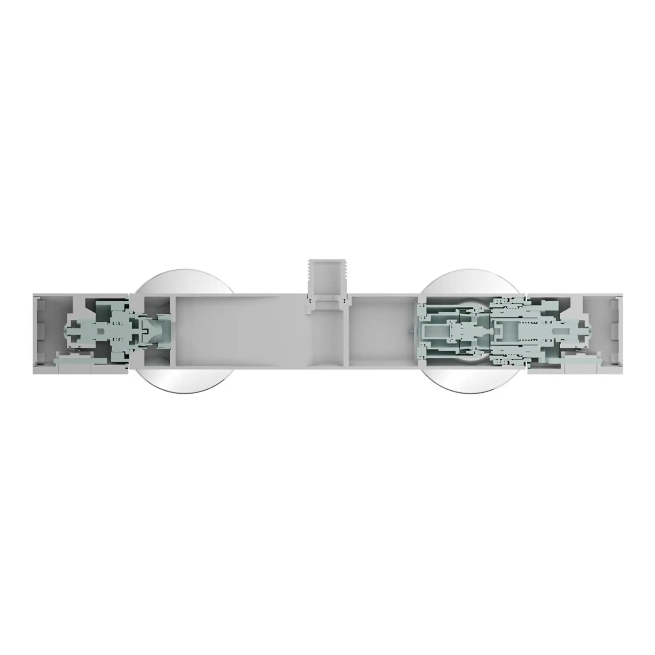 High-quality image of Bubly Bathrooms' innovative plumbing system showcasing detailed internal pipe and valve configuration. Perfect for illustrating modern bathroom plumbing solutions and bathroom fixture technology.