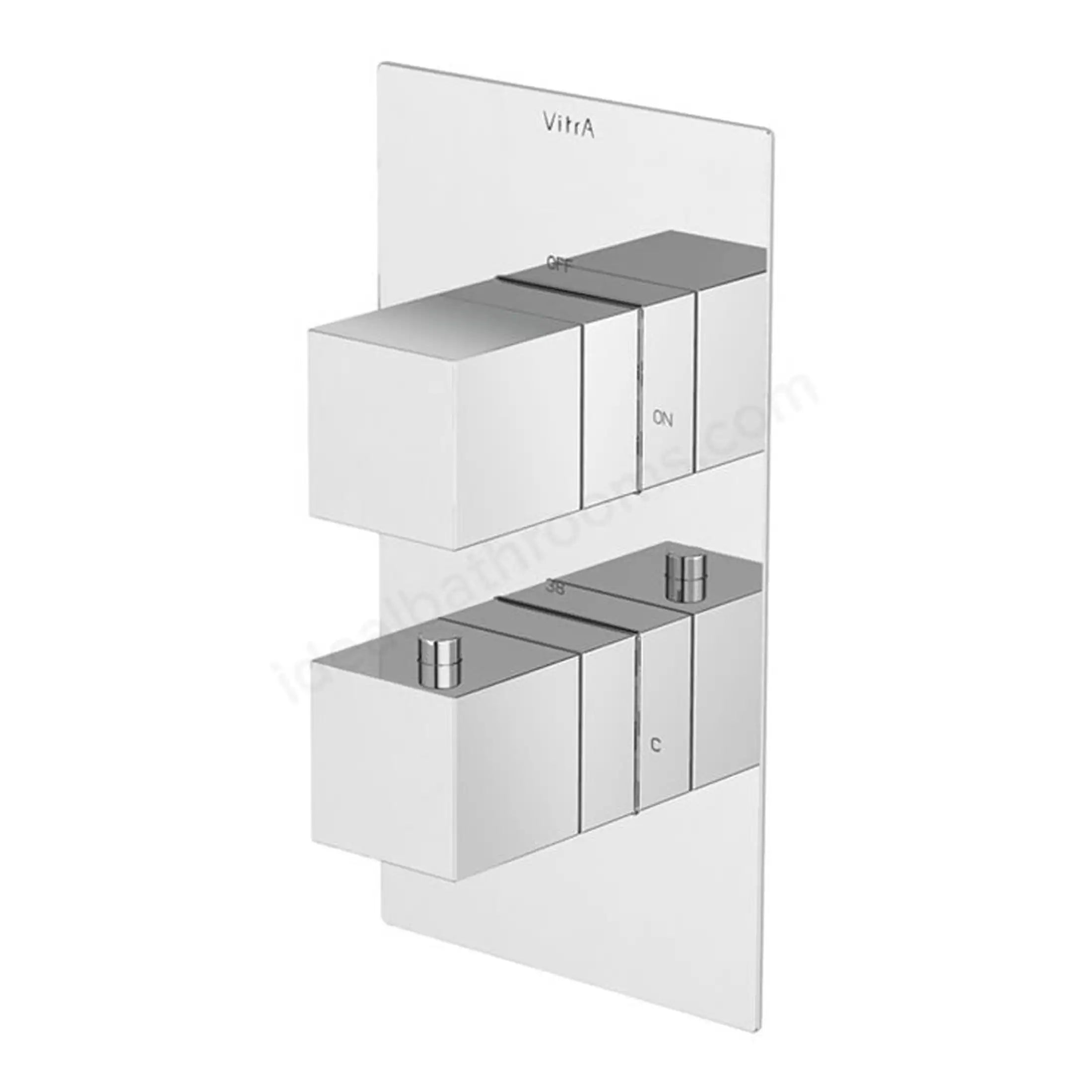 Silver modern bathroom wall switch with multiple buttons and rotary knobs, designed for sleek bathroom control and convenience. Perfect for contemporary bathroom interiors.