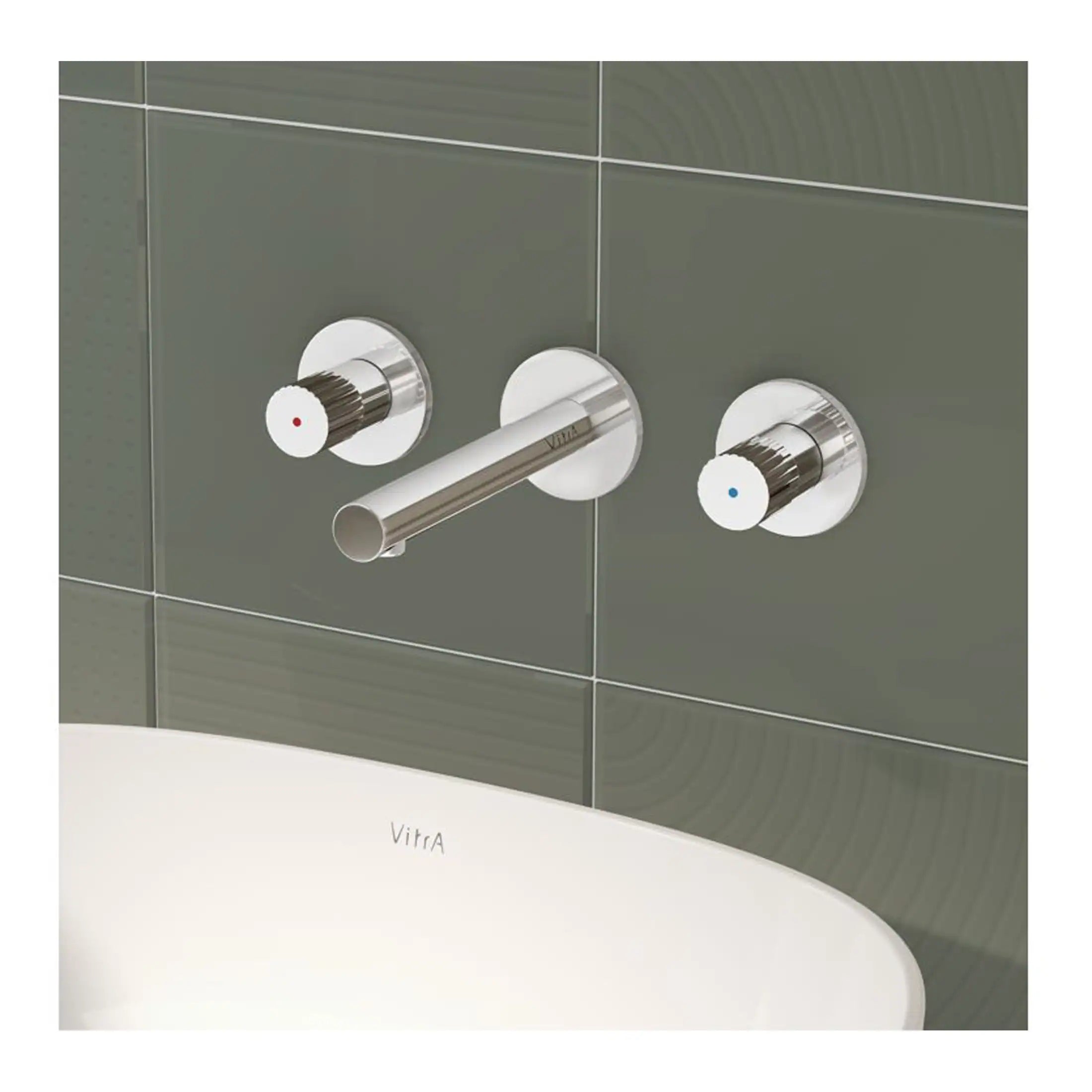 Modern bathroom thermostatic mixer tap installation with chrome finish, including separate hot and cold handles, designed for stylish and efficient water control in Bubly Bathrooms.