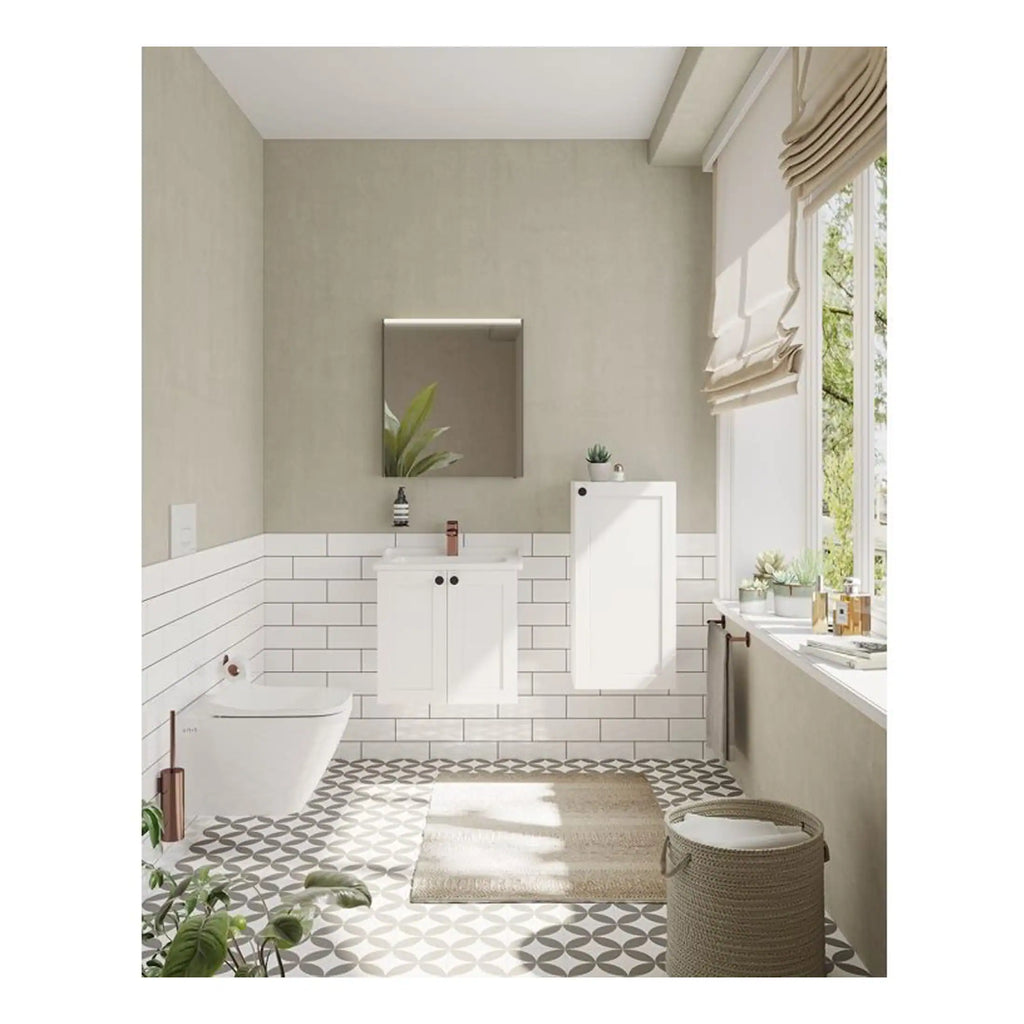 Modern minimalist bathroom with white fixtures, subway tiles, and natural light for a fresh and clean look. Perfect for contemporary bathroom design ideas and home renovation projects.
