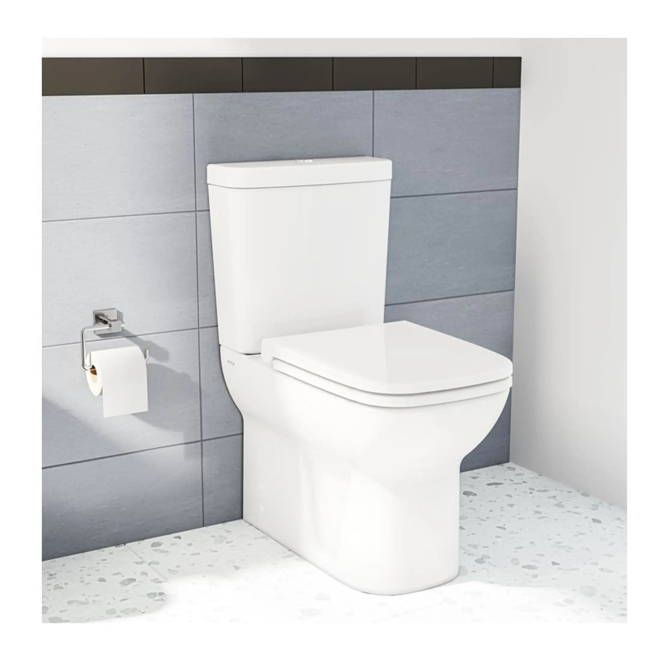 Sleek modern toilet with concealed cistern in a contemporary bathroom setting, featuring minimalist design and clean white surface for optimal hygiene and style.