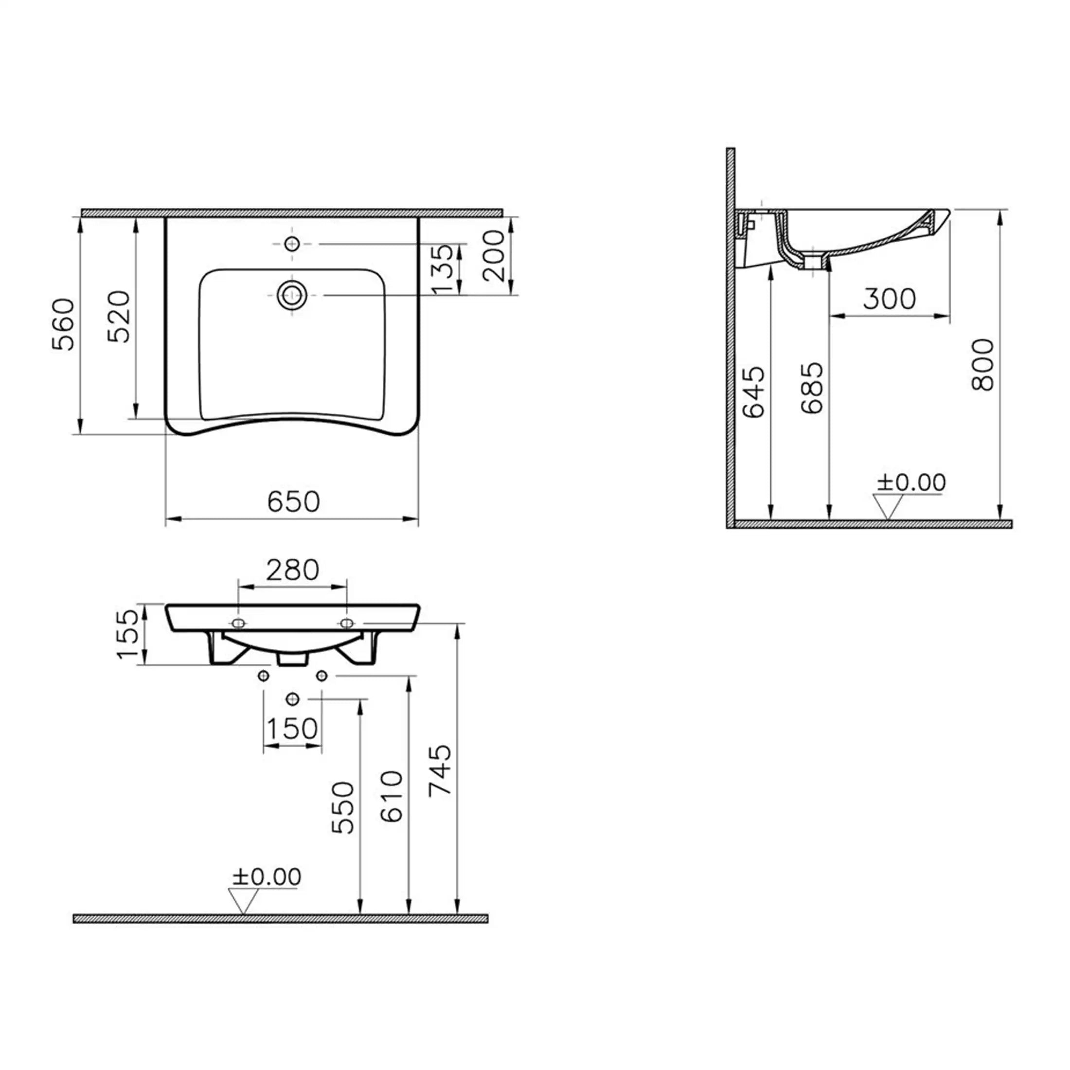Bathroom sink and vanity CAD drawings with precise measurements for modern bathroom design. Ideal for planning and installation of bathroom fixtures and fittings.