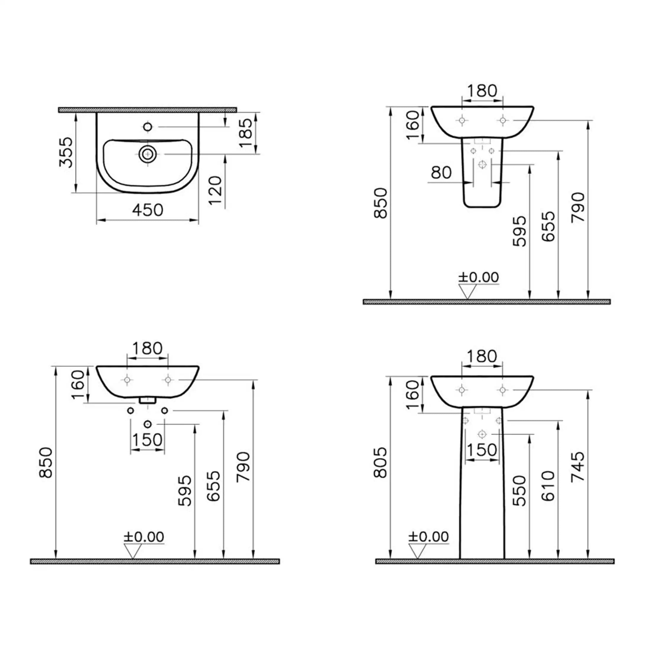 Schéma technique de lavabo et toilettes pour salle de bains, avec dimensions précises pour une installation parfaite, idéal pour projets de rénovation ou conception de salle de bain moderne.