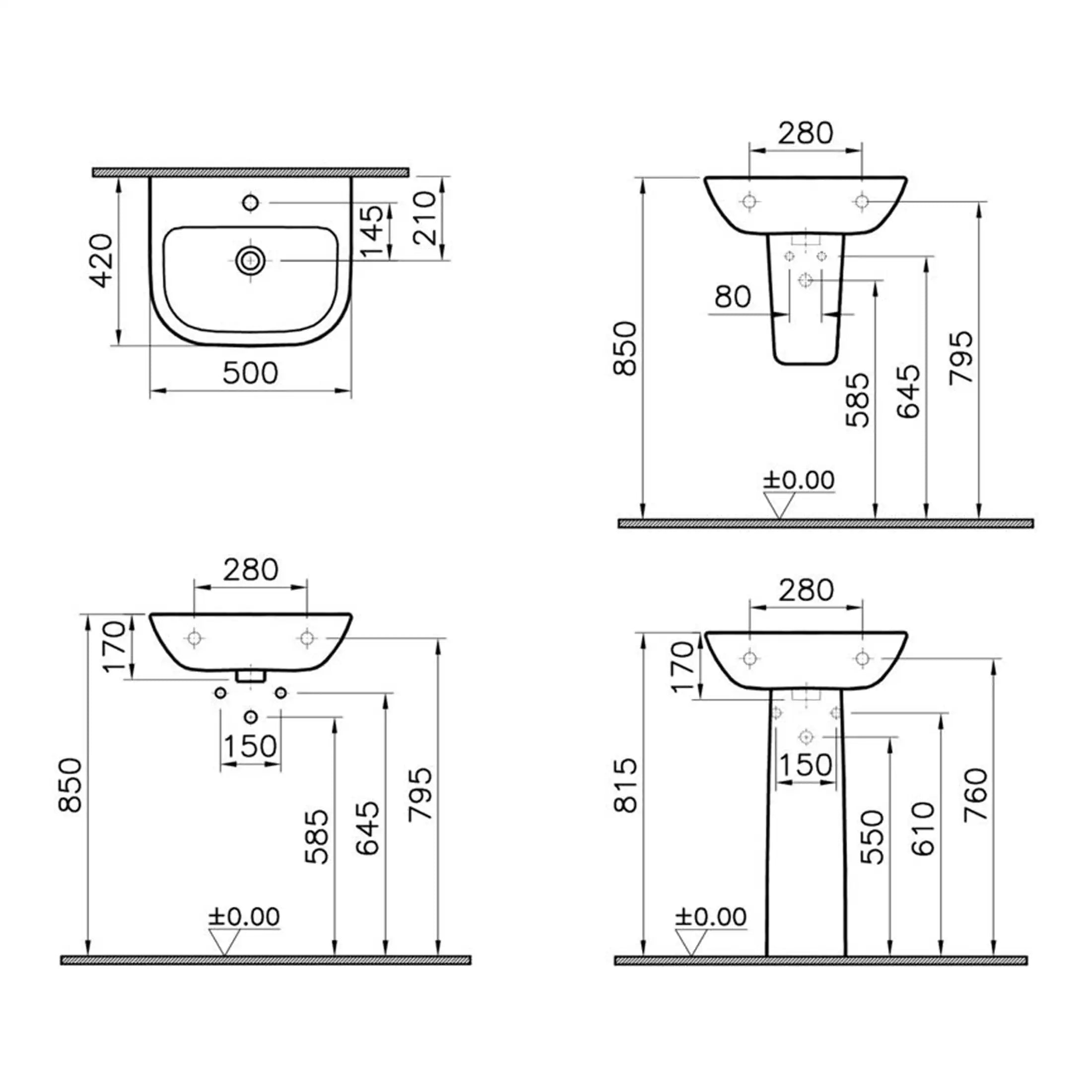 Elegant white bathroom sink and vanity with comprehensive technical drawings, designed for modern bathroom installations and accessories from Bubly Bathrooms UK.