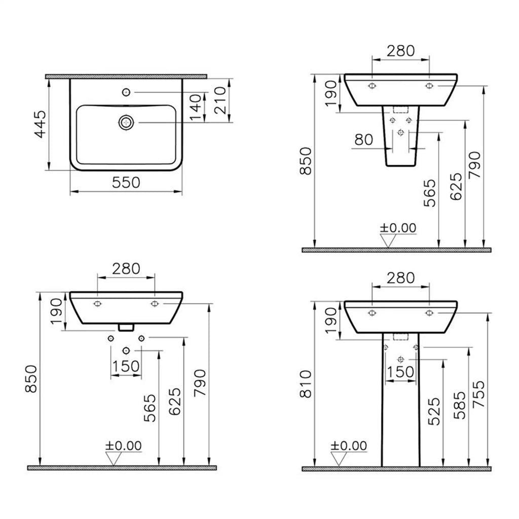 Elegant bathroom sink with precise dimensions, modern design, and easy-to-install features suitable for contemporary bathrooms. Ideal for enhancing bathroom aesthetics and functionality.