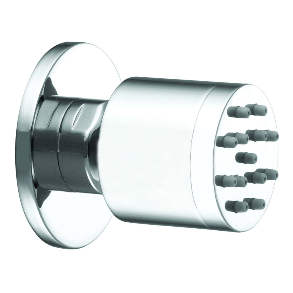 Shower jet massage head with adjustable spray nozzles, chrome finish, for luxury bathroom shower systems. Stylish and durable shower component for enhanced bathing experience.