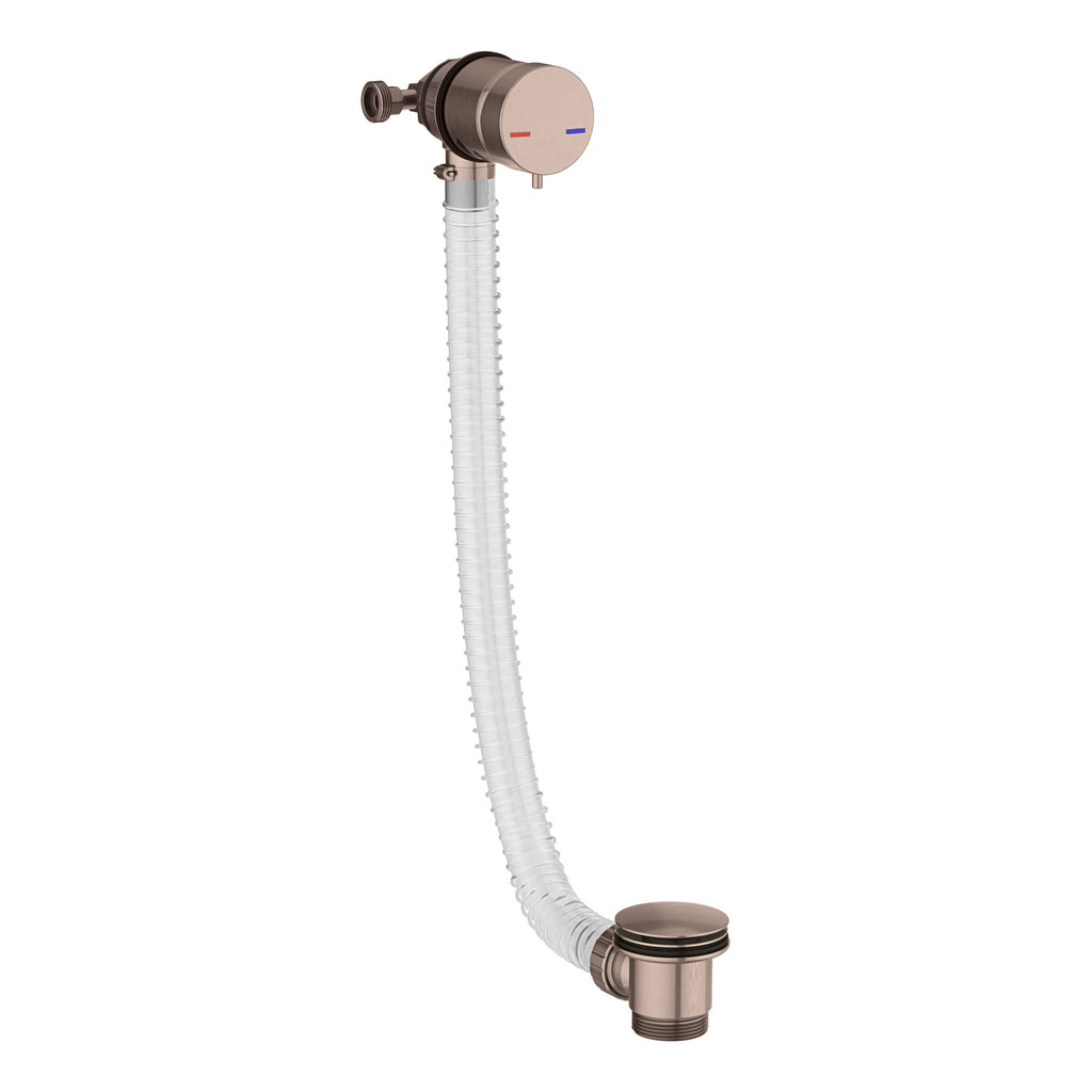 Scudo Round Bath Filler Overflow With Sprung Waste, Brushed Bronze