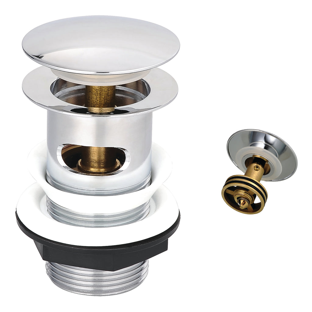 Scudo Round Dome Easy Clean Slotted Sprung Basin Waste - Chrome