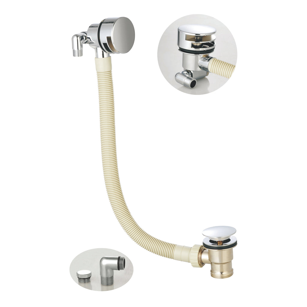 Scudo Round Bath Filler Chrome Overflow With Sprung Waste