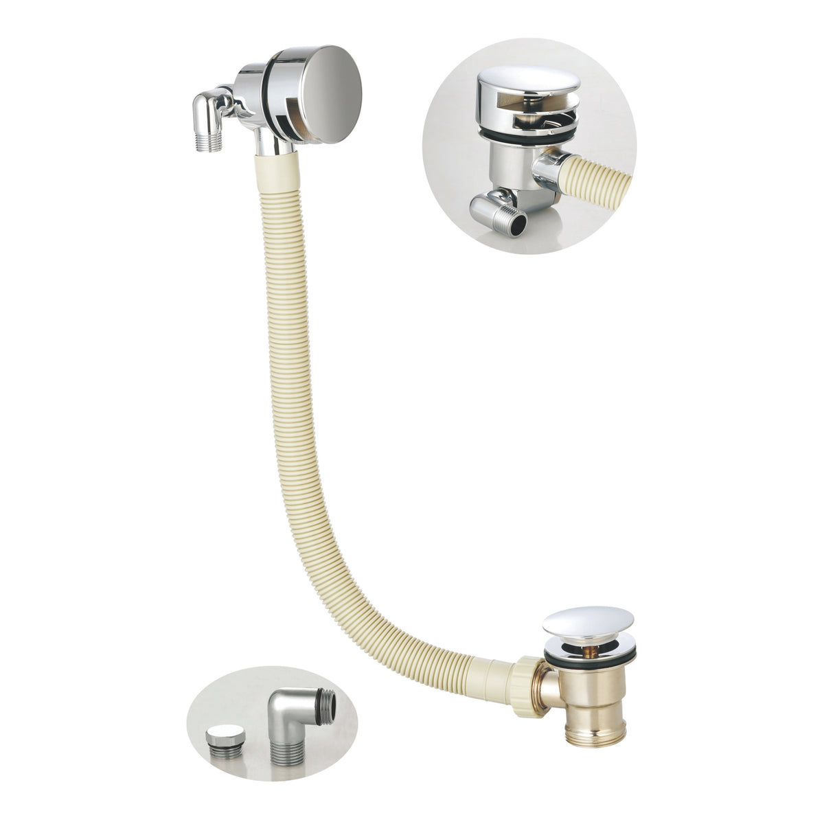 Scudo Round Bath Filler Chrome Overflow With Sprung Waste