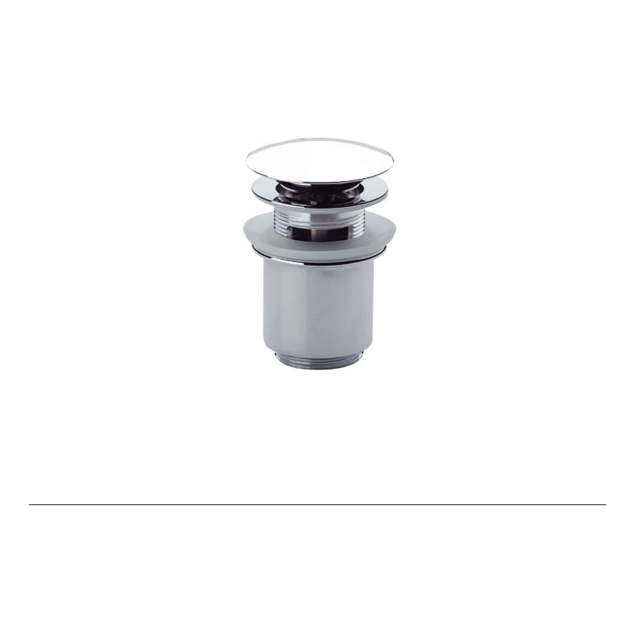 Chrome bathroom sink trap with drain cover, modern plumbing component for stylish bathroom design.