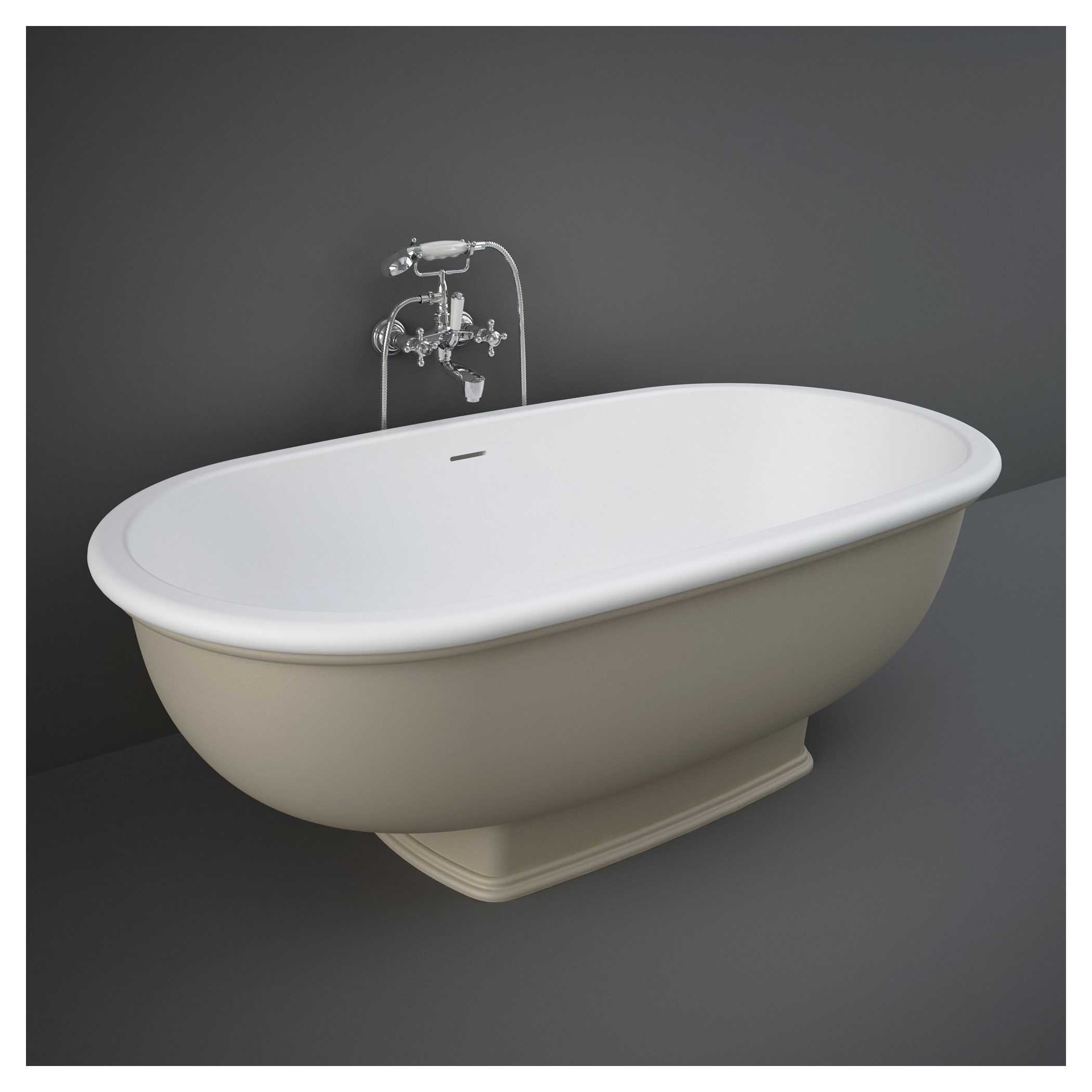 Elegant freestanding bathtub with vintage-style chrome fixtures, ideal for luxurious bathroom renovation or modern bathing spaces. Made from durable, high-quality materials.