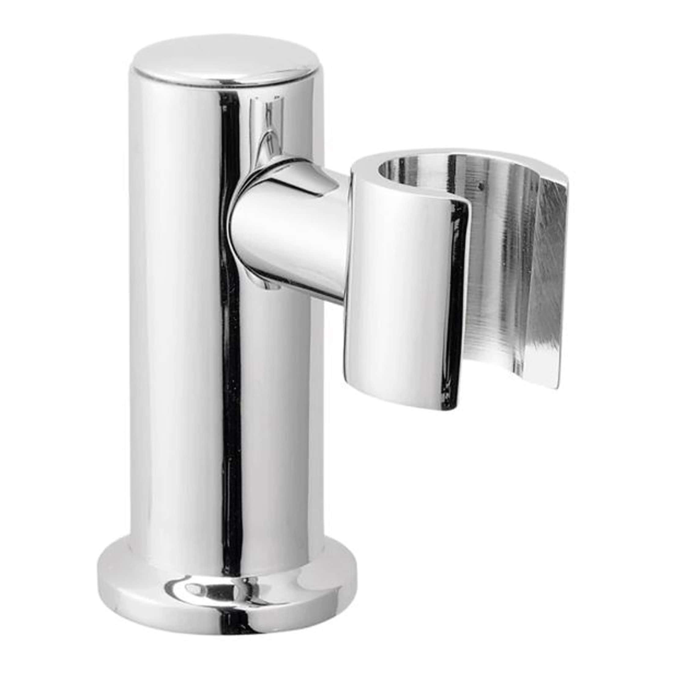 Shower arm in polished chrome finish for modern bathroom fittings and plumbing hardware.