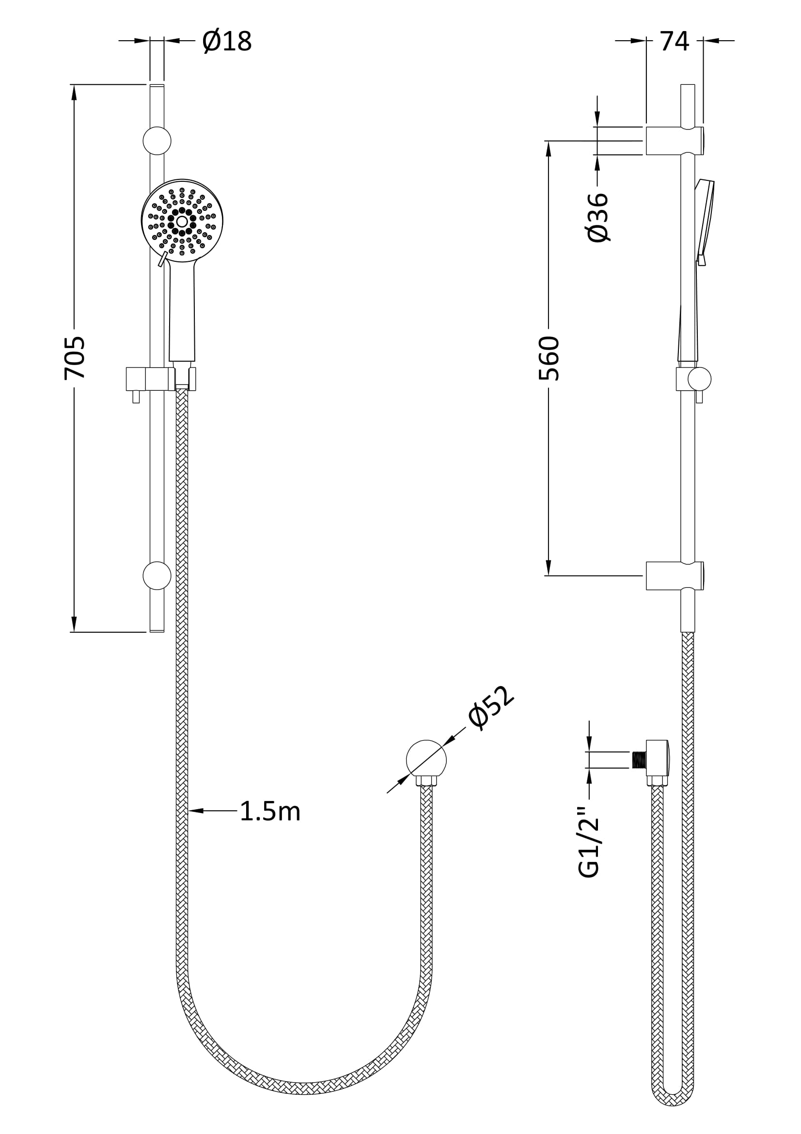 Elegant bathroom shower fixture with adjustable hand-held spray and modern design, perfect for luxury bathroom renovations and installations.