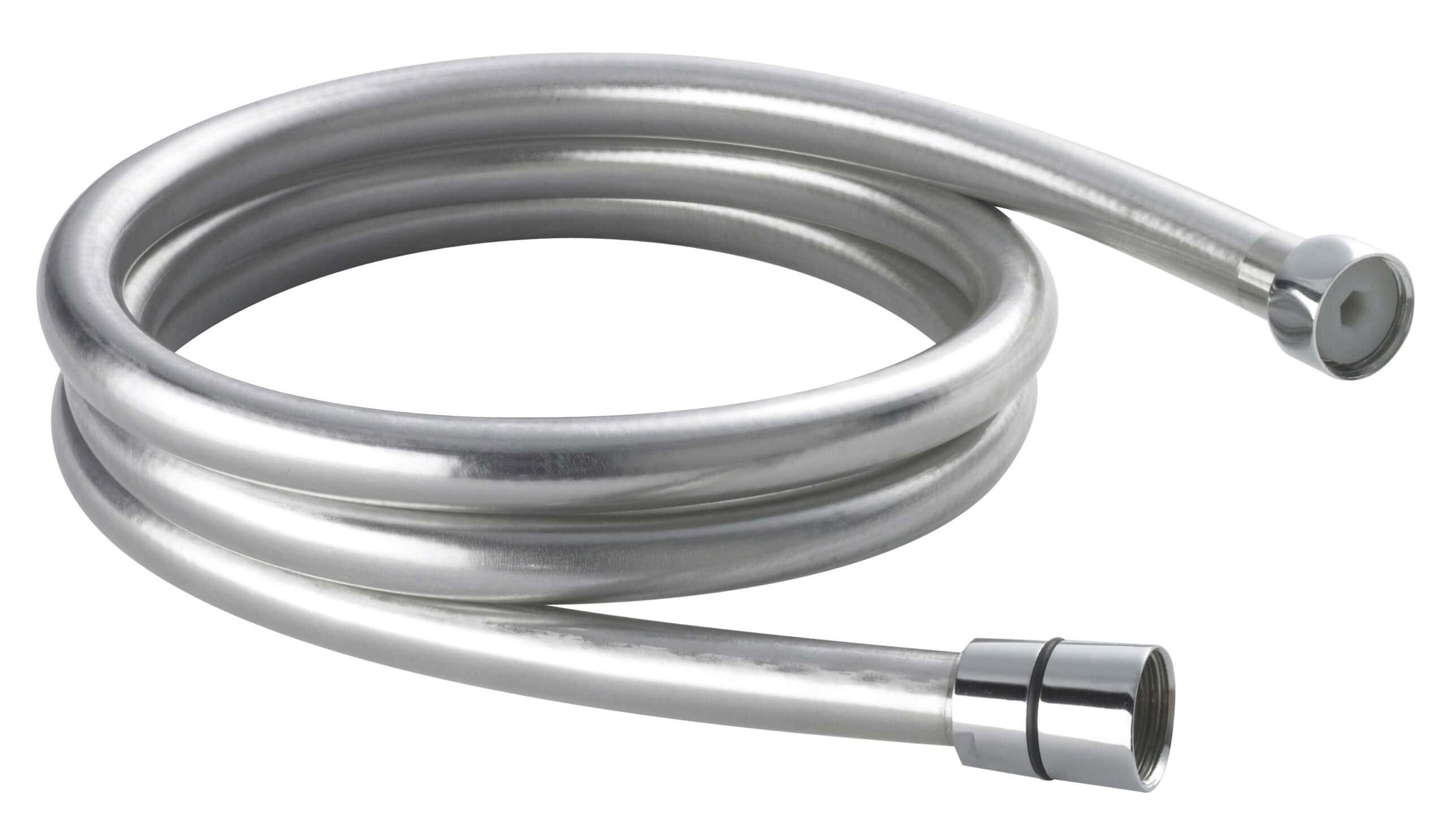 Flexible shower hose for Bubly Bathrooms, made of durable chrome-plated material. Perfect for upgrading your bathroom plumbing with flexible, high-quality shower accessories.