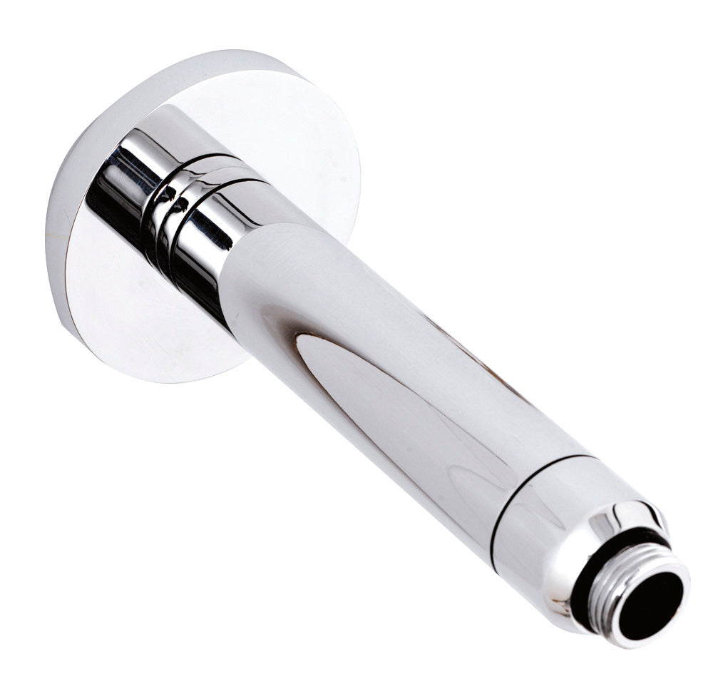 Shower arm with chrome finish for modern bathroom sinks and showers. High-quality, durable, and stylish plumbing fixture ideal for Bubly bathrooms to enhance bathroom aesthetics and functionality.