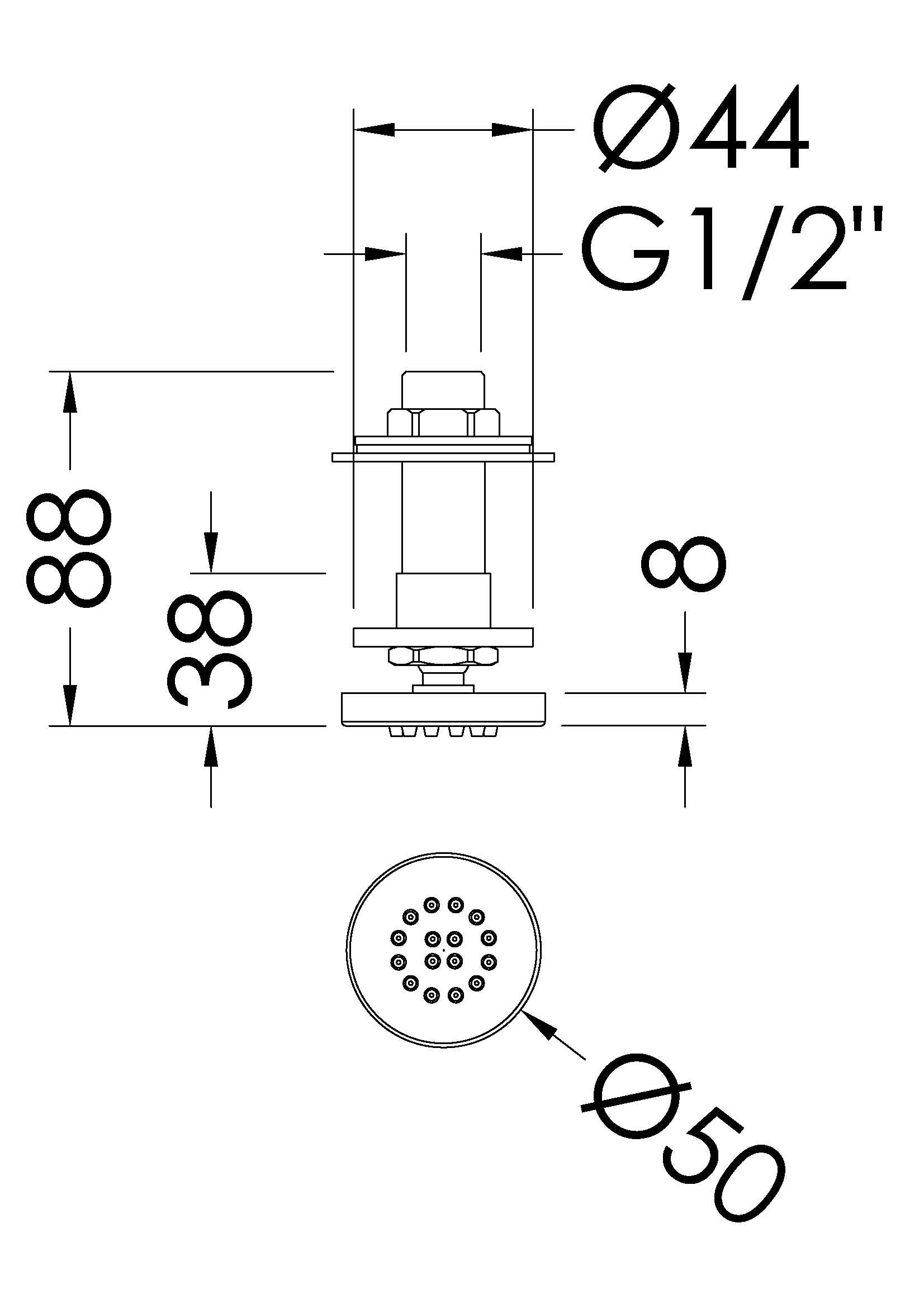 High-quality bathroom plumbing component schematic with detailed measurements, ideal for bathroom renovation projects and plumbing installations.