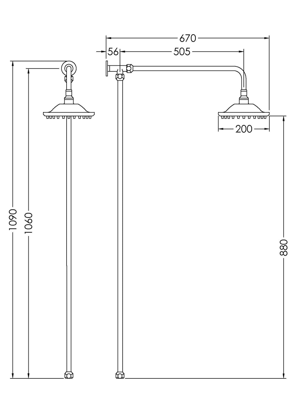 Elegant showerhead and pipe fittings for luxurious bathroom upgrades in Bubly Bathrooms design. Perfect for modern or traditional bathroom aesthetics, offering durability and style.
