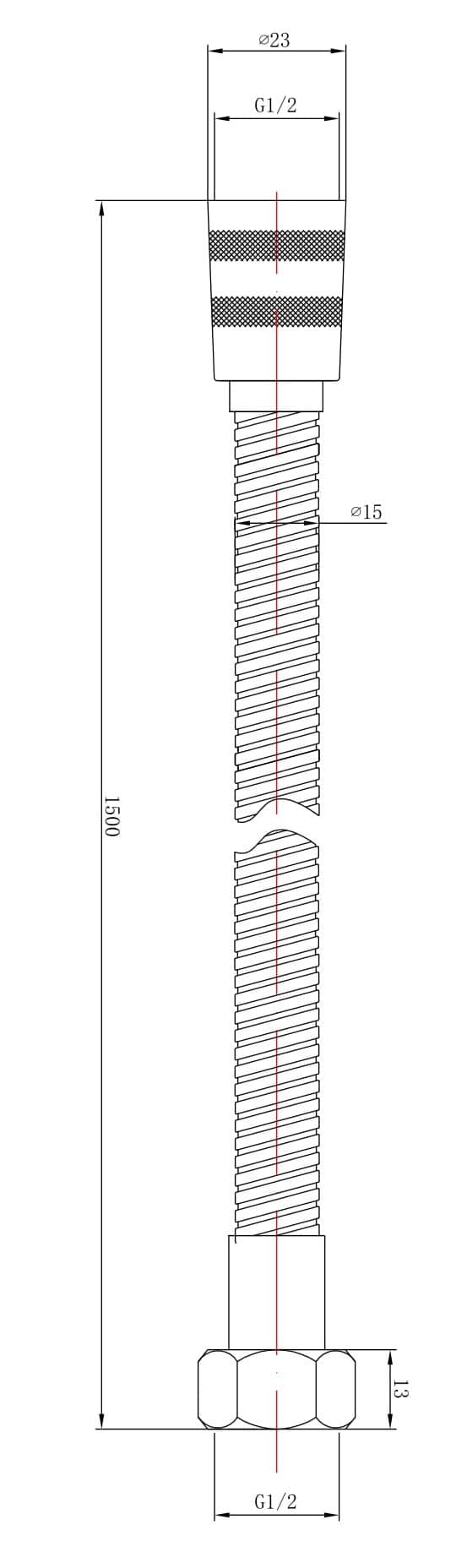 M24 bathroom drain pipe technical drawing, plumbing installation component with precise measurements for bathroom plumbing systems.