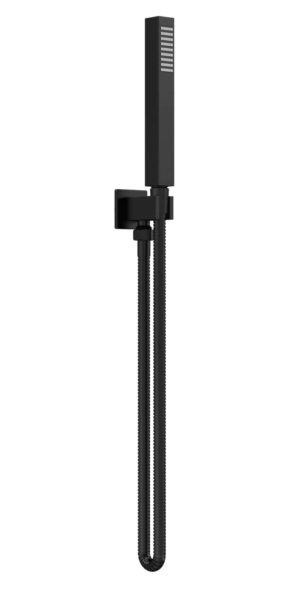 Black handheld shower head with flexible hose and modern square mount, ideal for stylish and functional bathroom upgrades. Perfect for contemporary bubly bathroom designs in the UK.