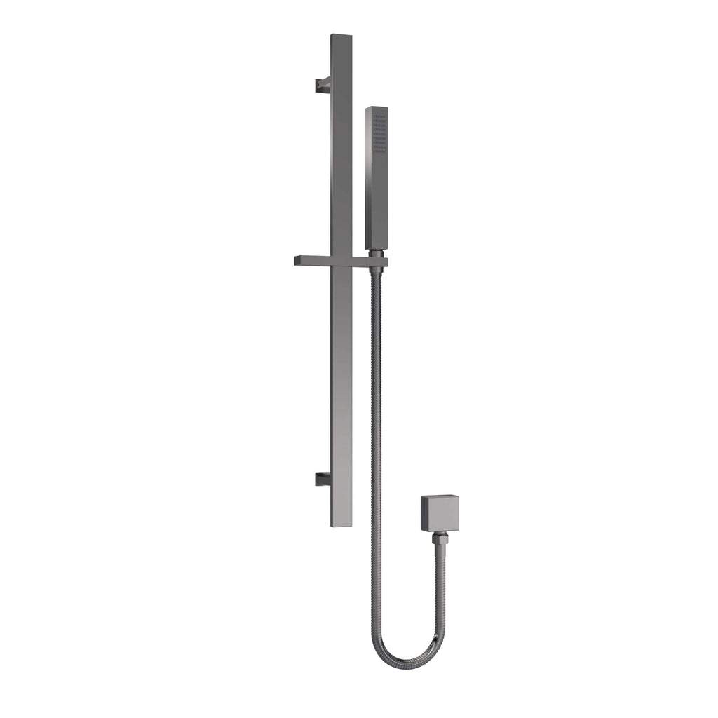 Sleek modern bathroom shower panel with adjustable handheld shower head and minimalist chrome finish, perfect for contemporary bathroom renovation and premium bathing experience.