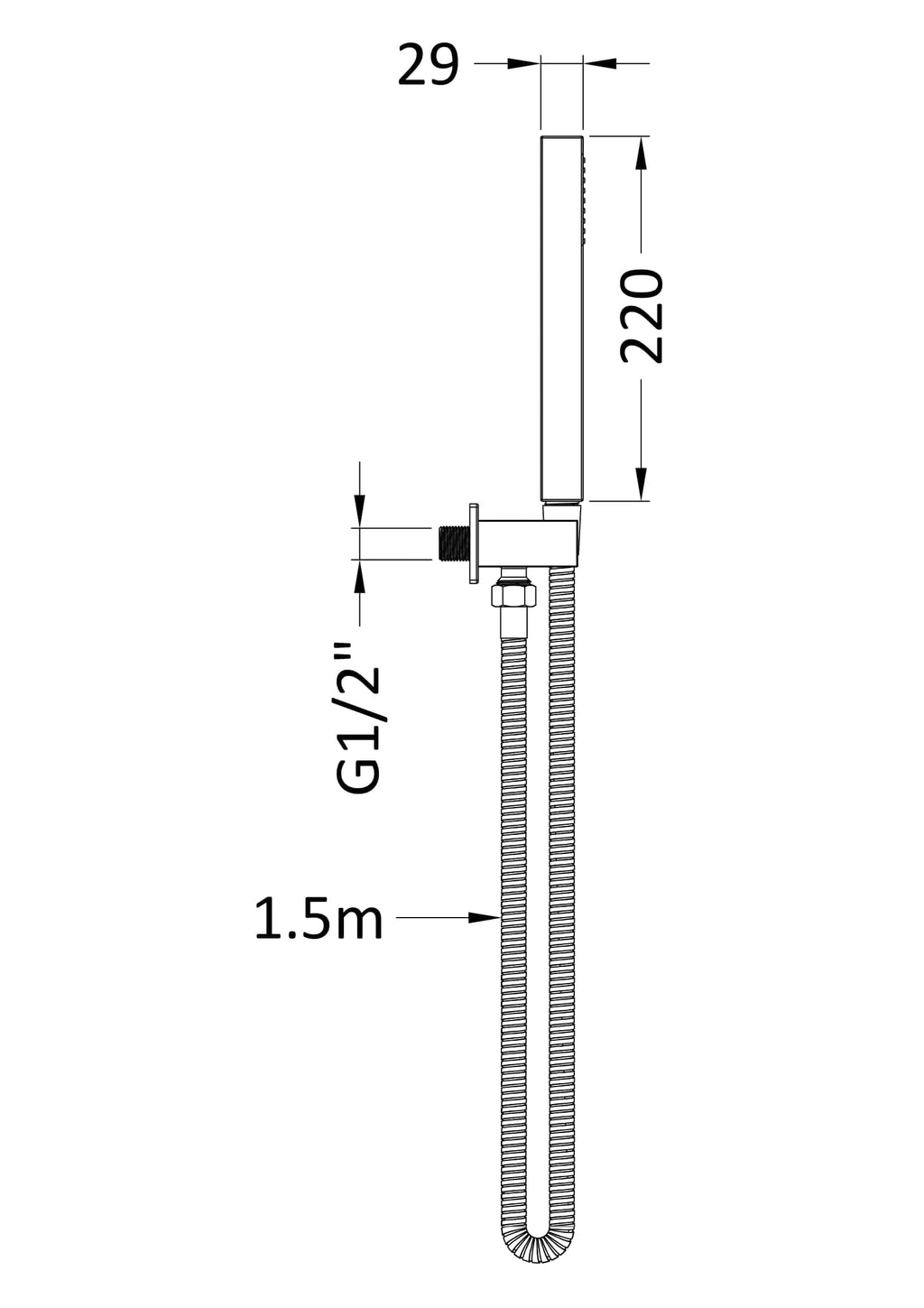 Flexible bathroom shower handheld with hose, adjustable height, suitable for modern bathroom designs, durable materials for long-lasting performance.